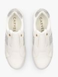 Carvela Jive Laceless Embellished Flatform Trainers, White/Silver, White/Silver