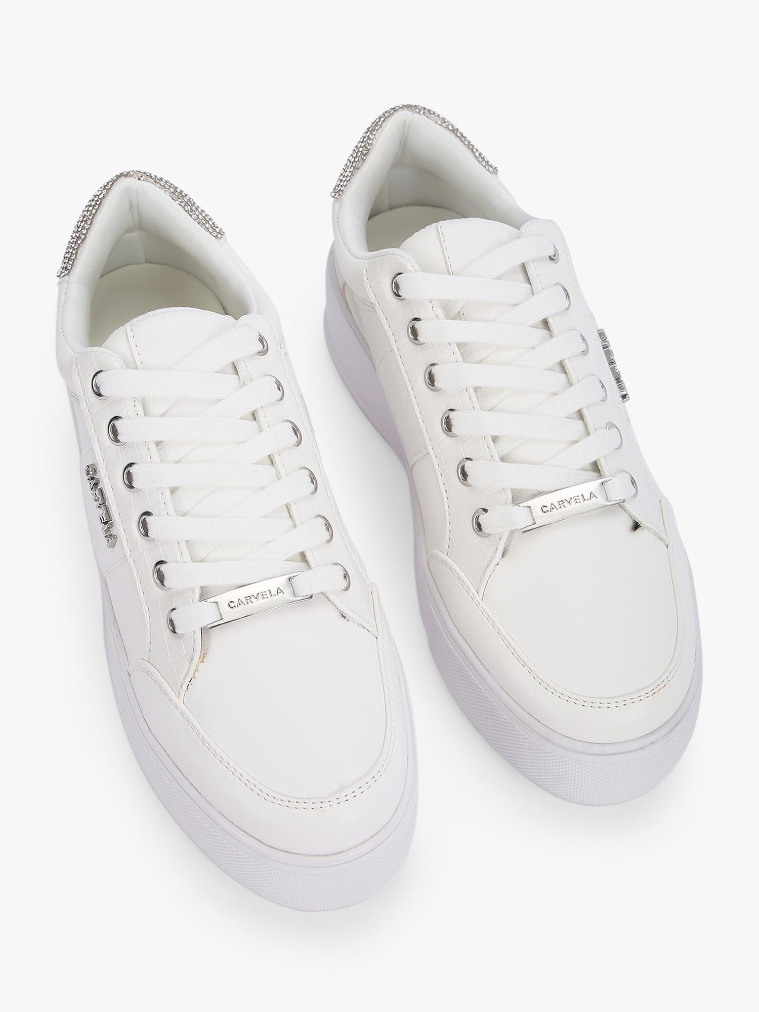 Carvela Jive Lace Up Platform Trainers, White at John Lewis & Partners