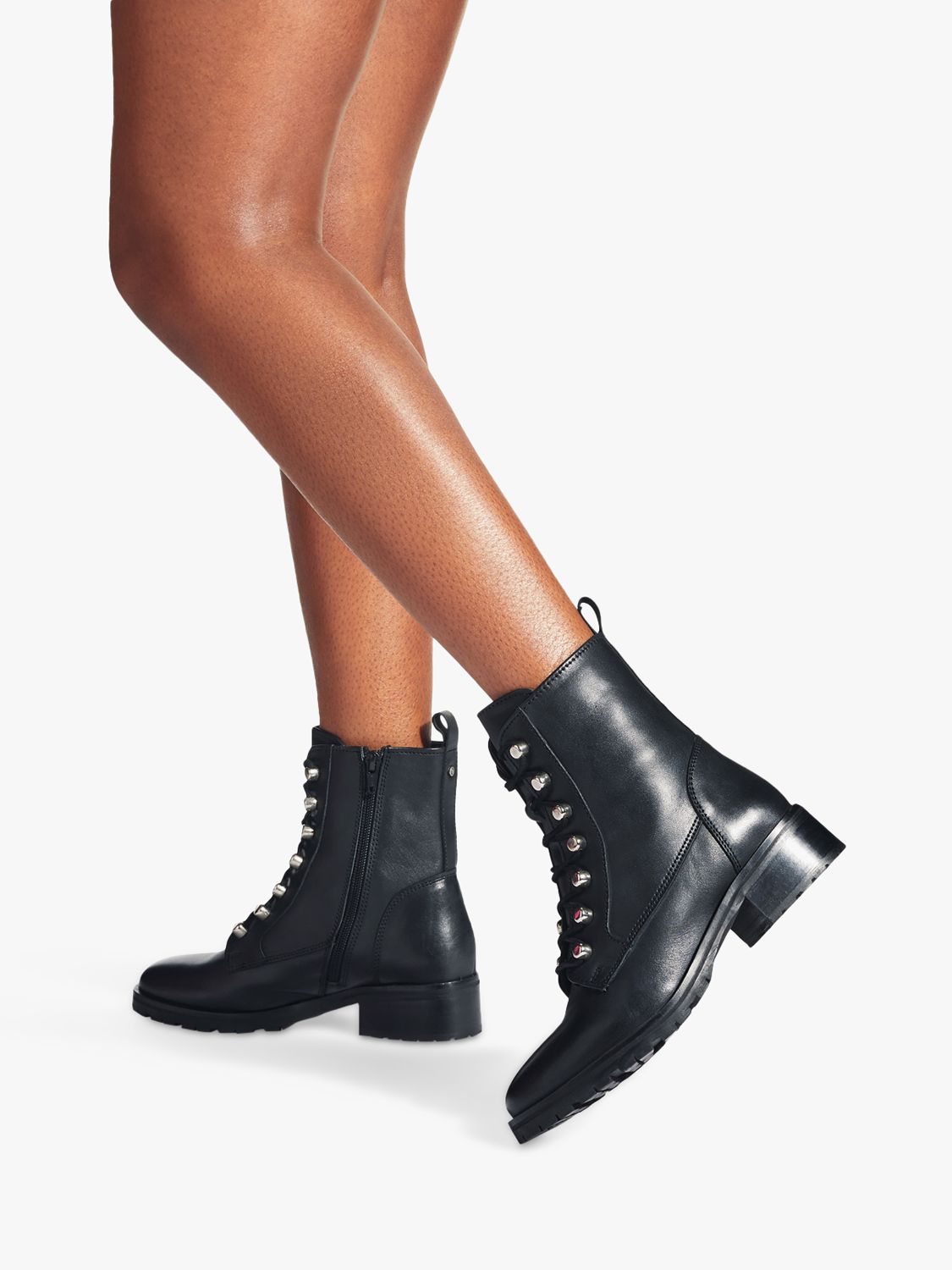 Carvela Steam Leather Lace Up Ankle Boots, Black at John Lewis & Partners