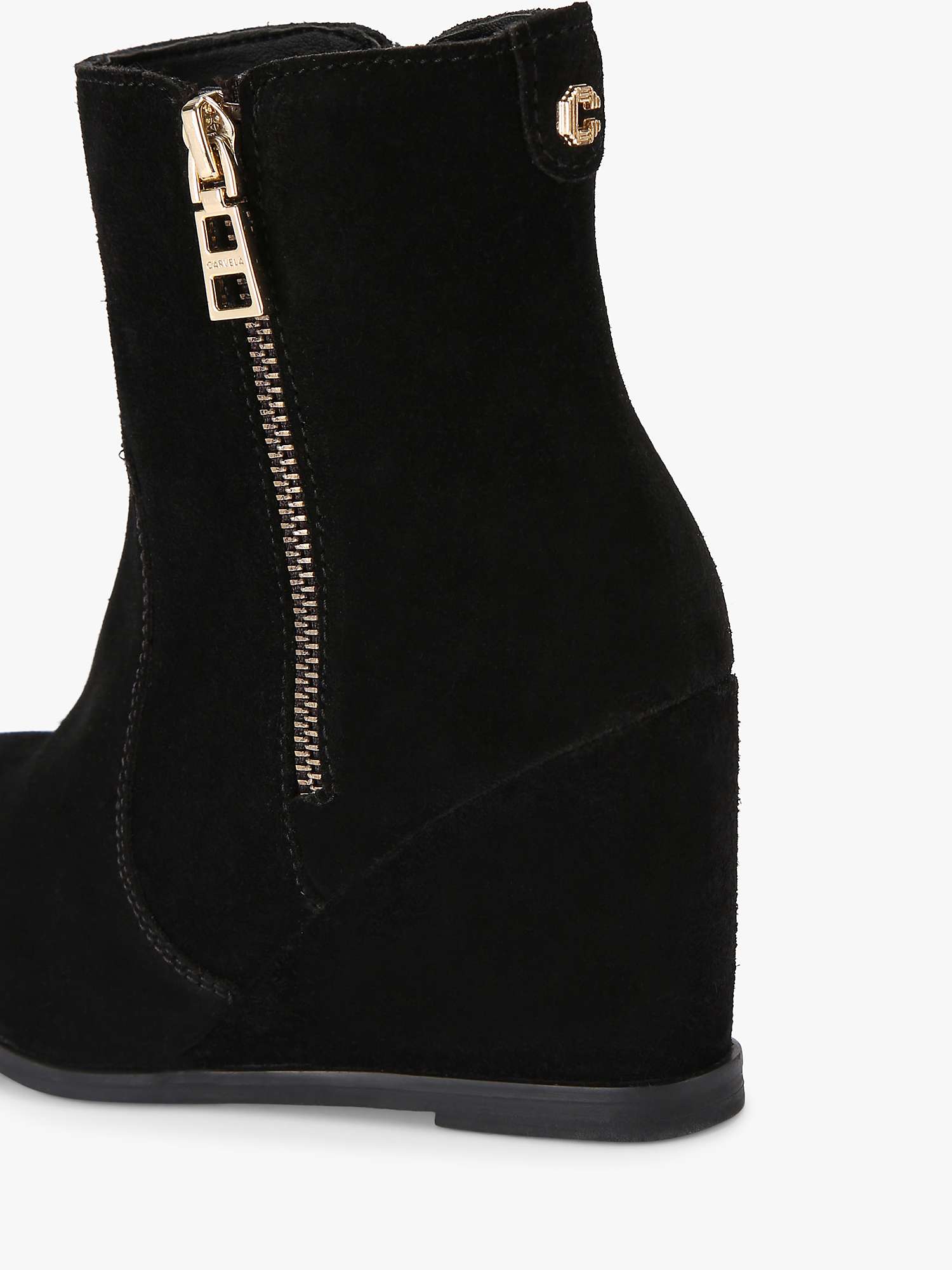 Buy Carvela Verity Suede Wedge Heel Boots, Black Online at johnlewis.com