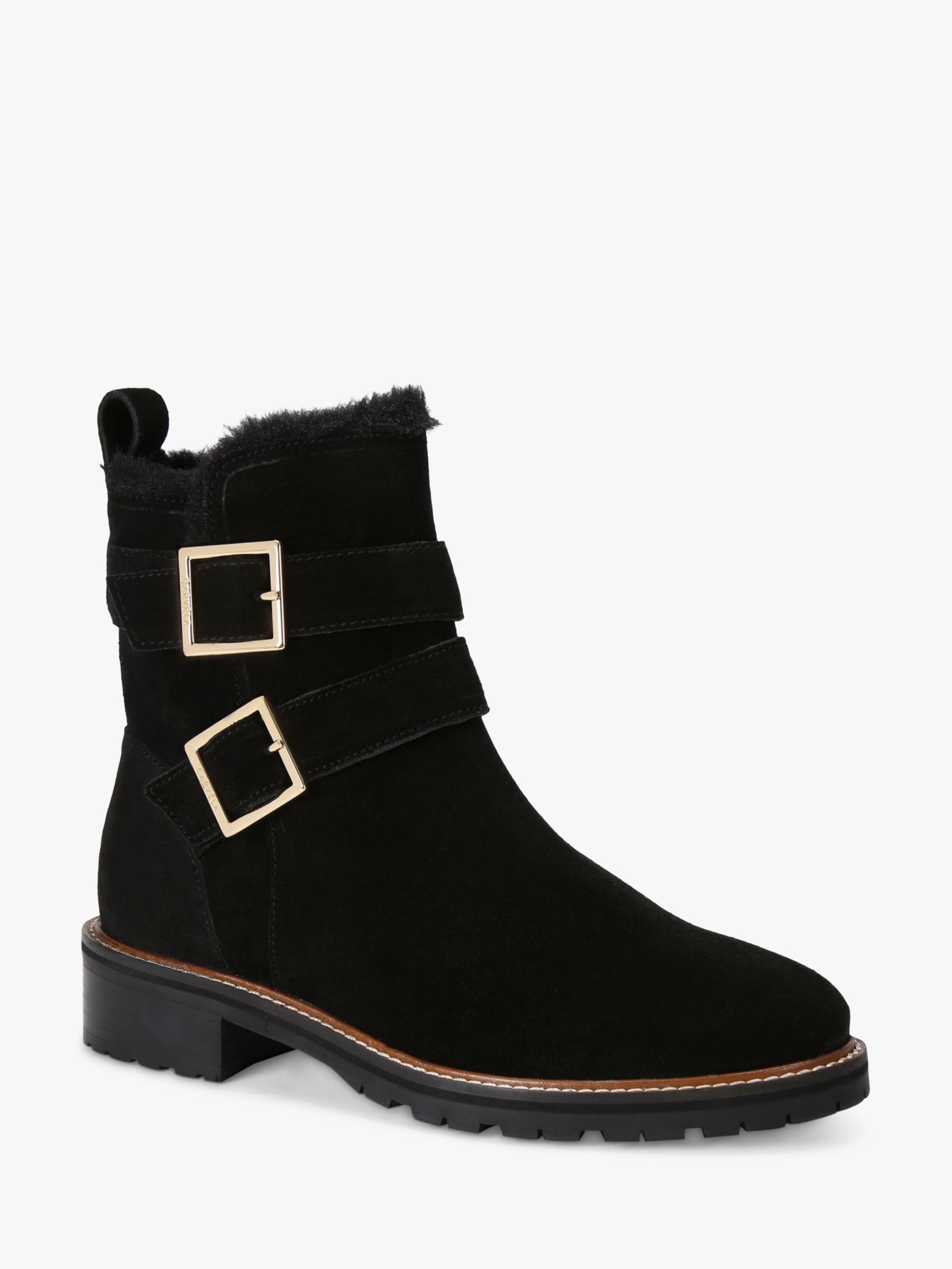 Carvela Cosy Suede Ankle Boots, Black at John Lewis & Partners