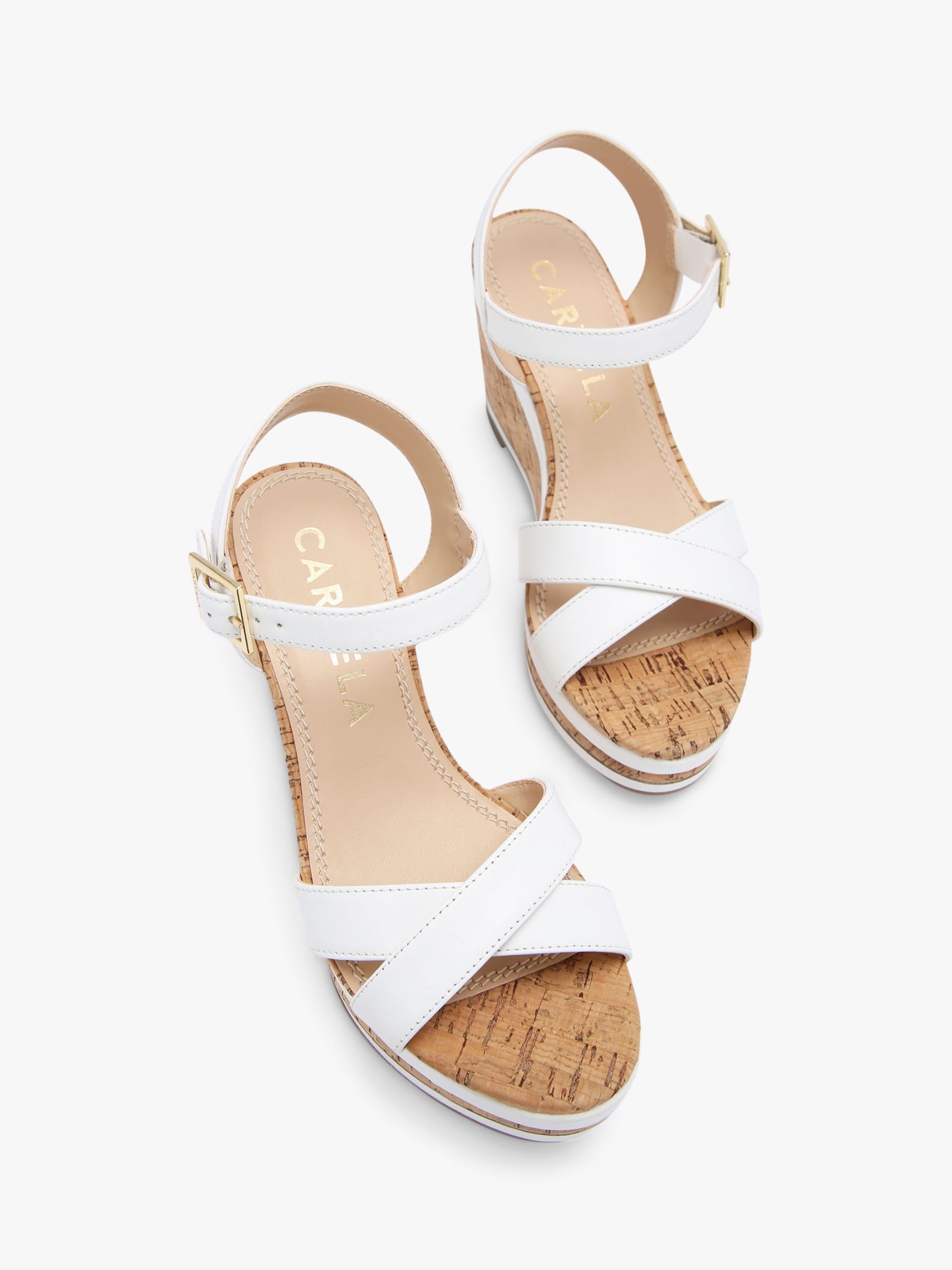 Carvela Kendall Wedge Sandals, White at John Lewis & Partners
