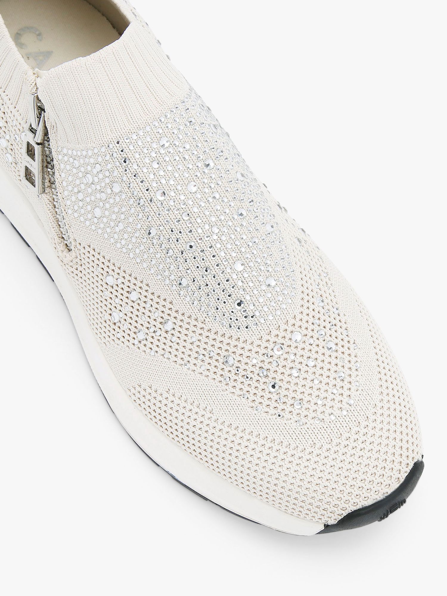 Carvela Rio Zip Fabric Trainers, Natural Putty at John Lewis & Partners
