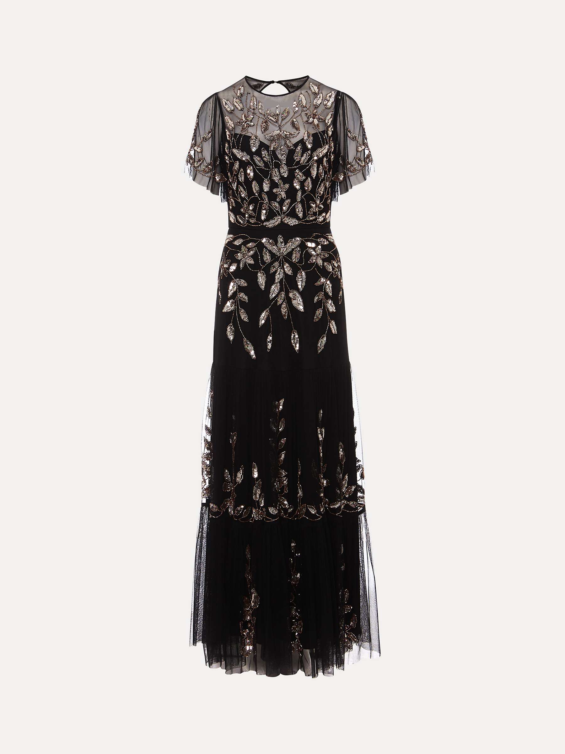 Buy Phase Eight Hilary Leaf Embellished Maxi Dress, Black/Bronze Online at johnlewis.com