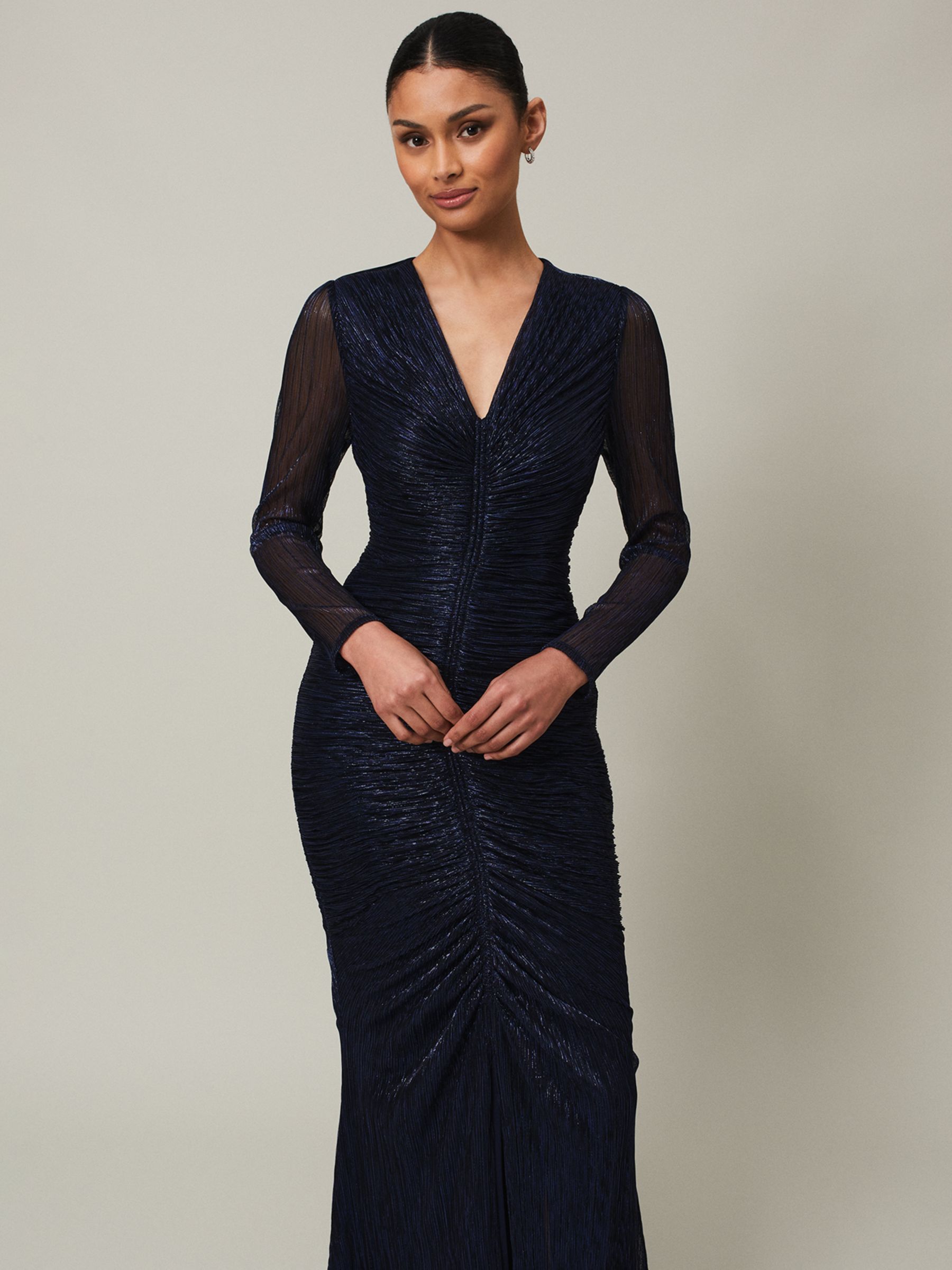 Phase Eight Shannia Ruched Maxi Dress, Blue at John Lewis & Partners