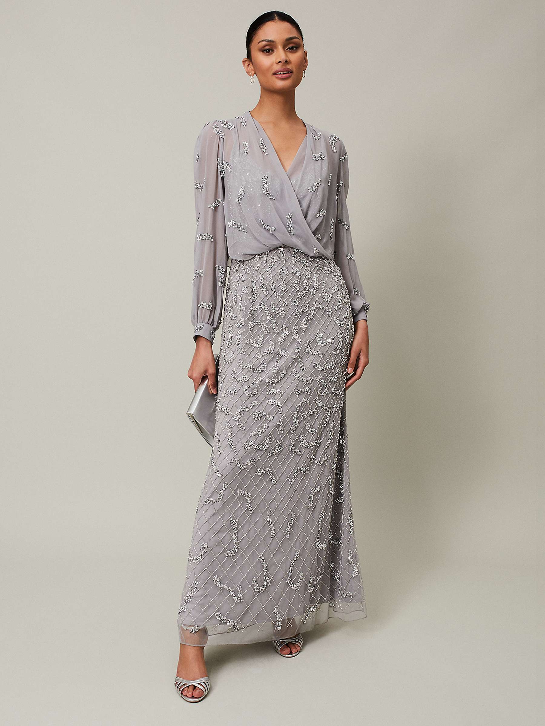 Buy Phase Eight Alexia Sequin Maxi Dress, Silver Online at johnlewis.com