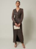 Phase Eight Brielle Wrap Maxi Dress, Black/Bronze