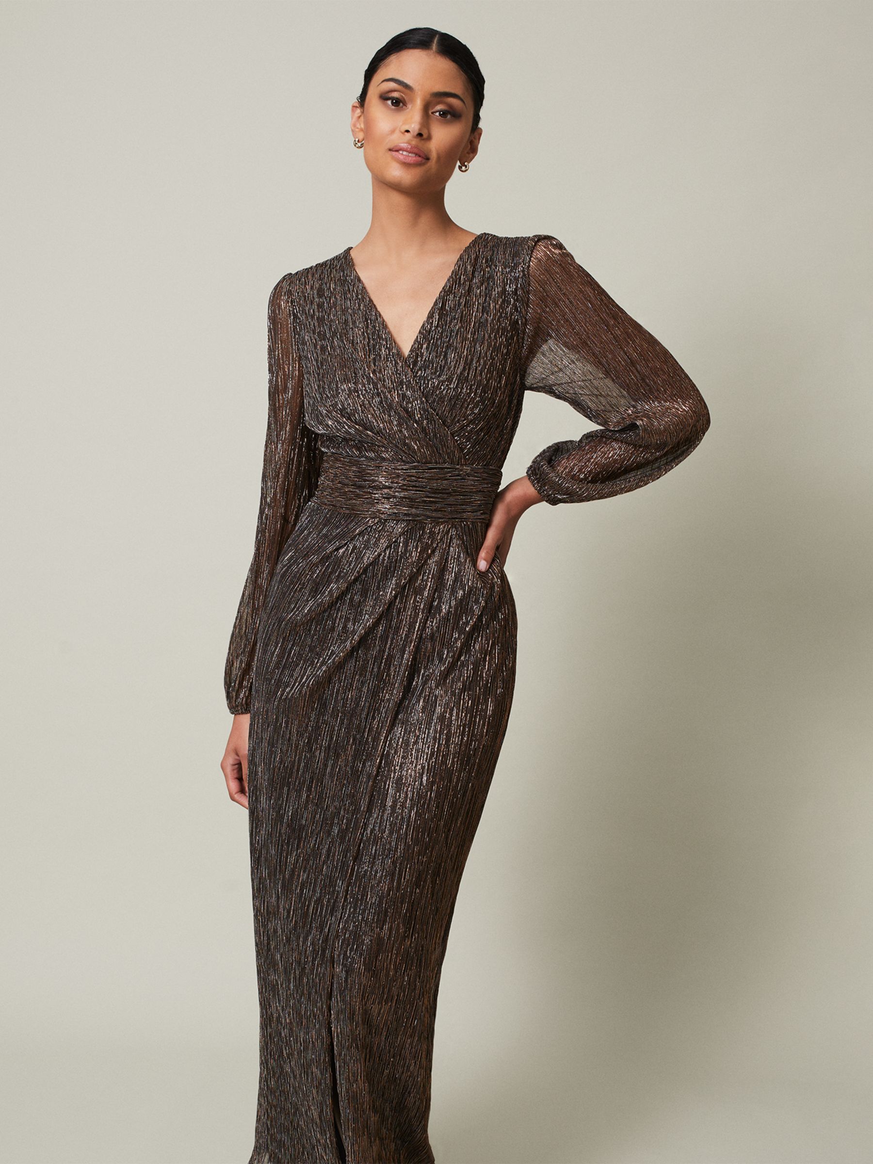 Phase Eight Brielle Wrap Maxi Dress, Black/Bronze