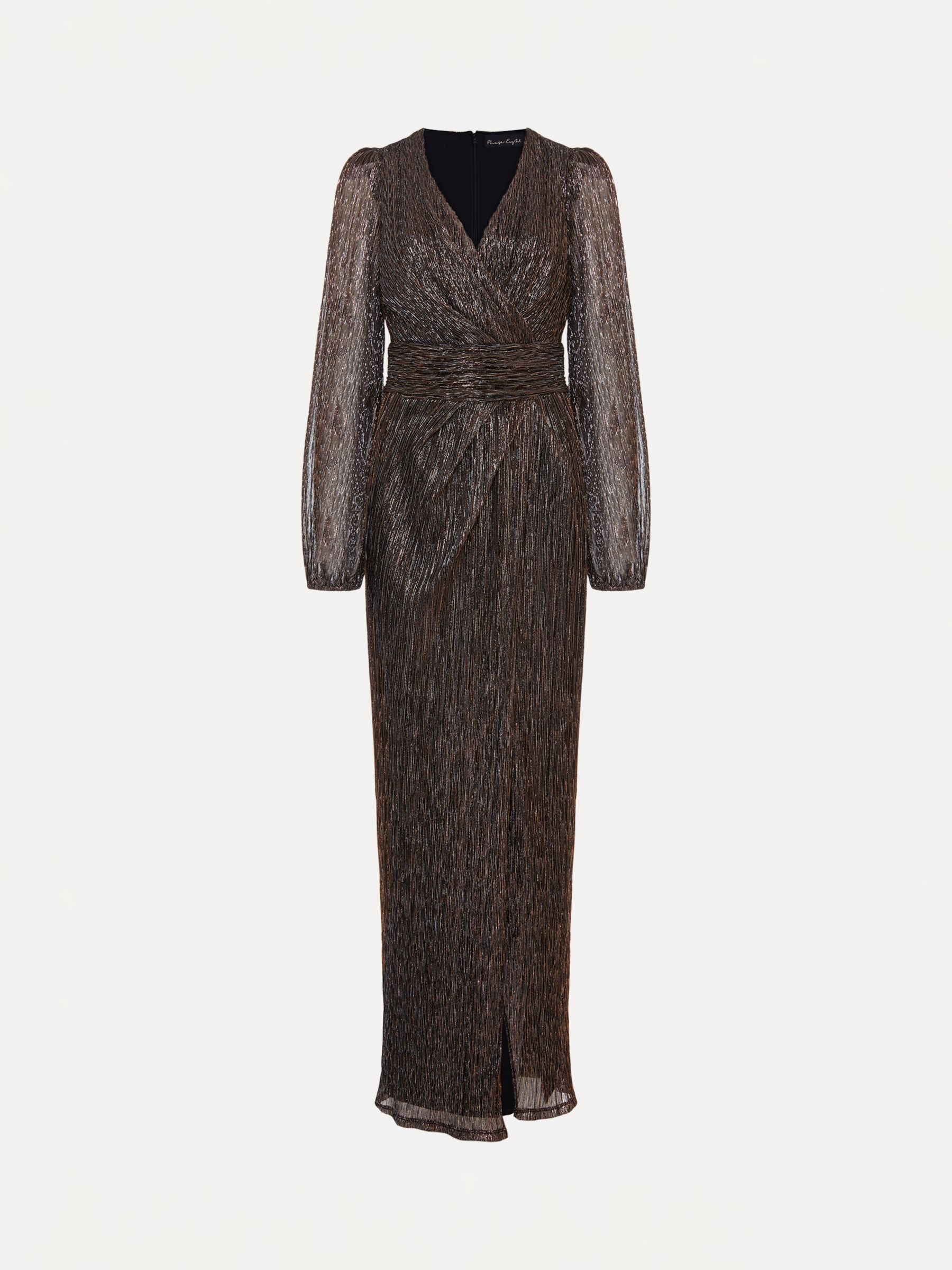 Phase Eight Brielle Wrap Maxi Dress, Black/Bronze at John Lewis & Partners