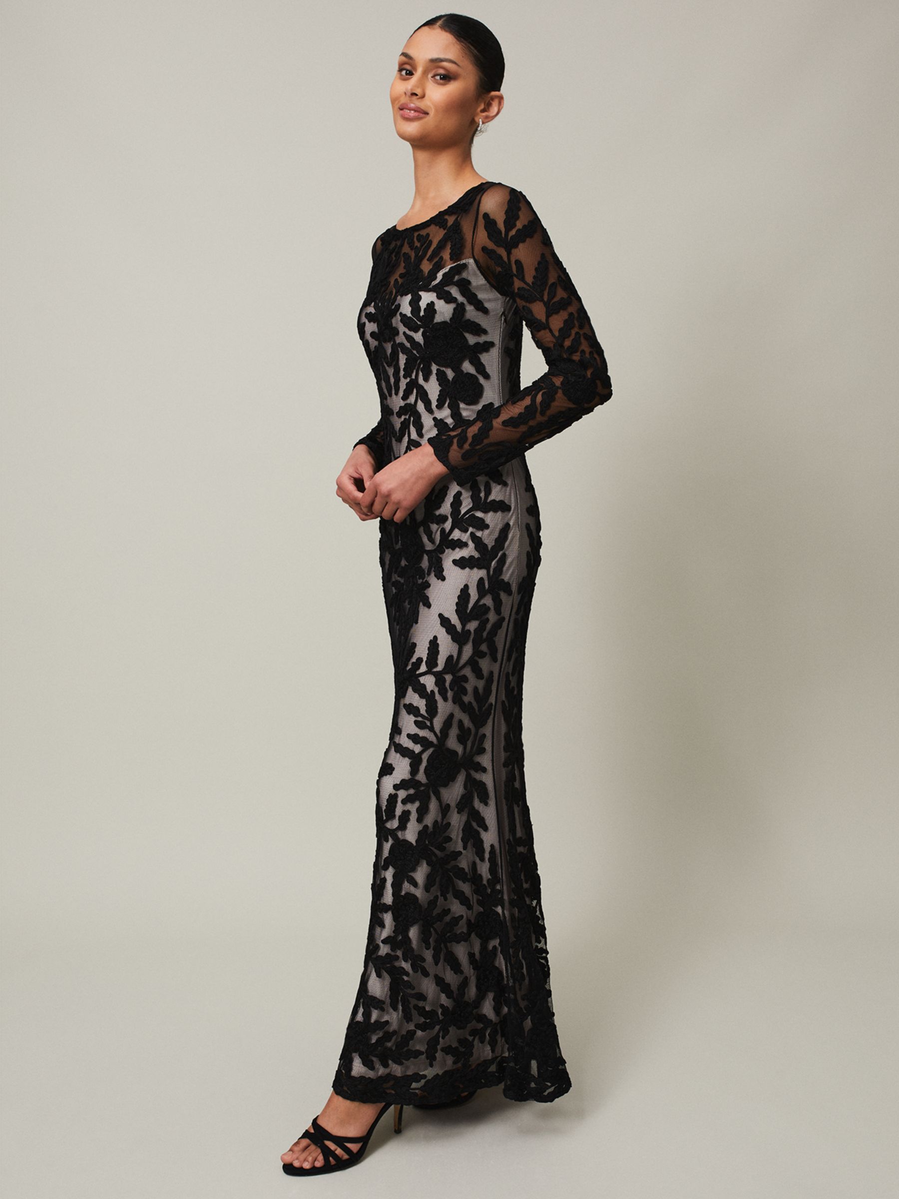 Buy Phase Eight Hermione Tapework Maxi Dress, Black/Nude Online at johnlewis.com