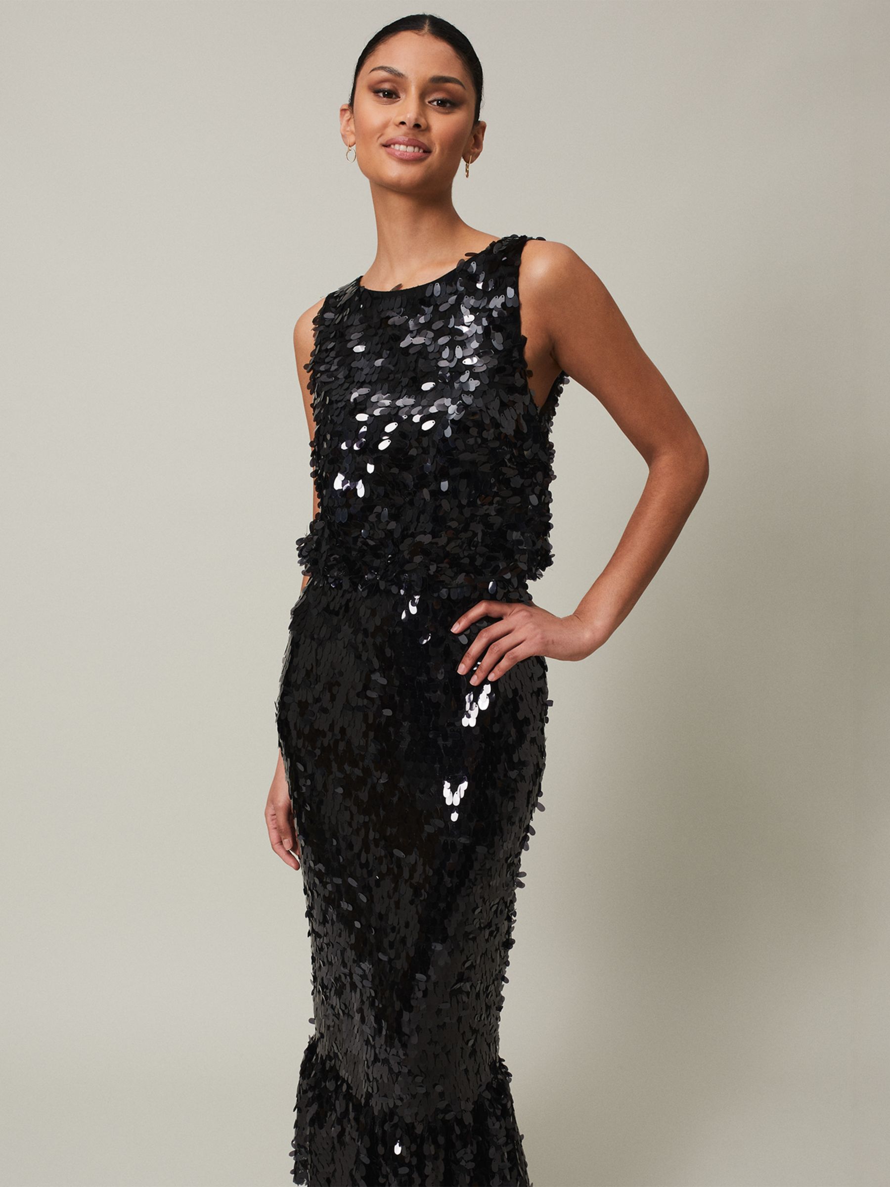Buy Phase Eight Elena Sequin Maxi Dress, Black Online at johnlewis.com