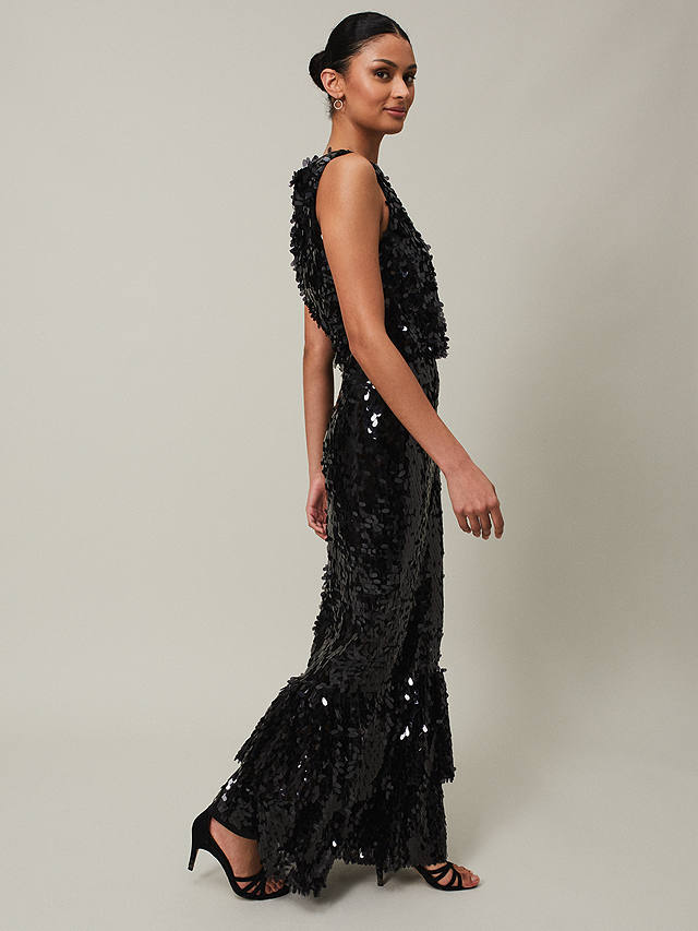 Phase Eight Elena Sequin Maxi Dress, Black at John Lewis & Partners
