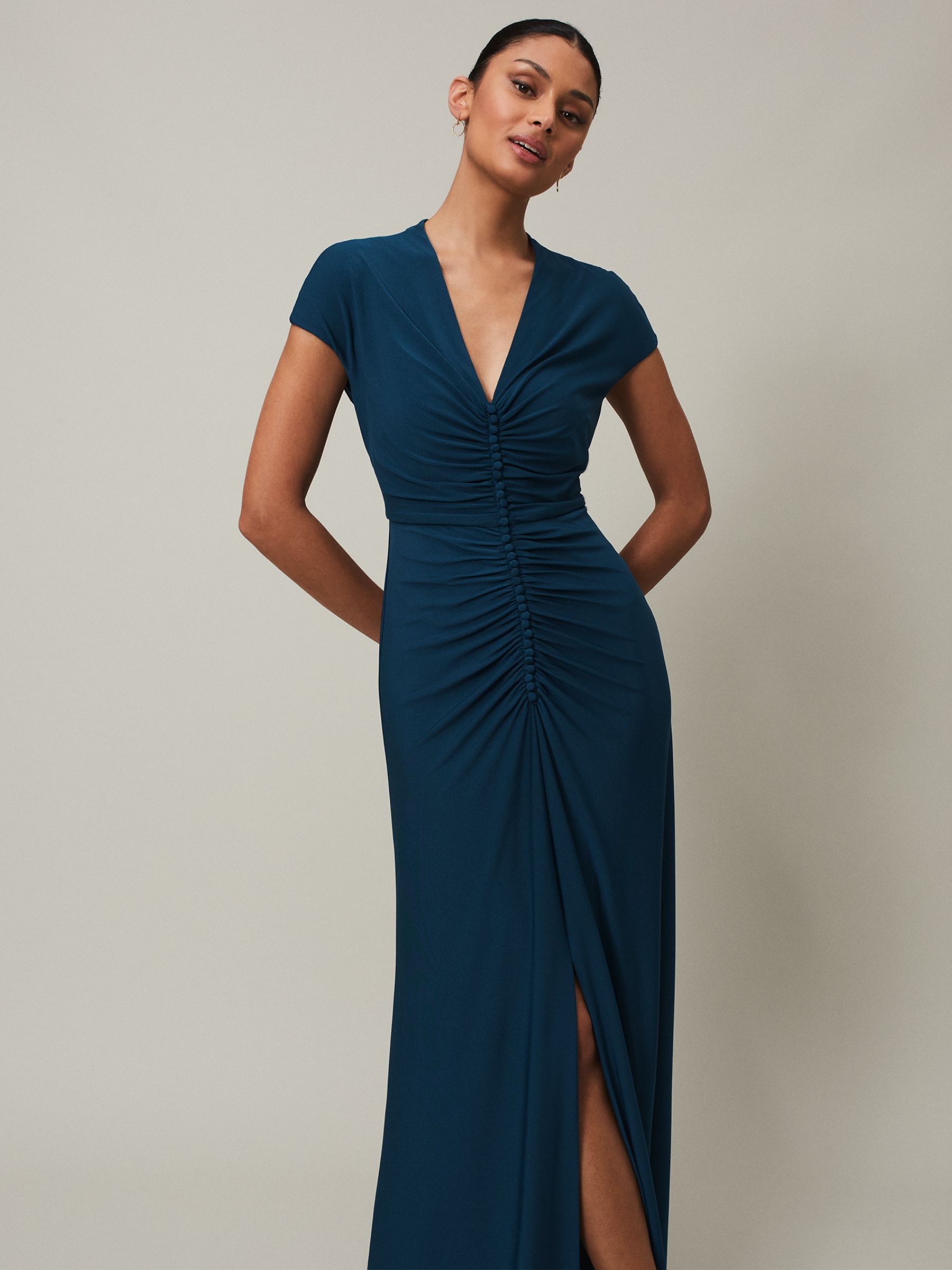 Buy Phase Eight Daisy Ruched Maxi Dress, Teal Online at johnlewis.com