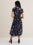 Phase Eight Petite Lola Floral Print Midi Dress, Navy/Multi