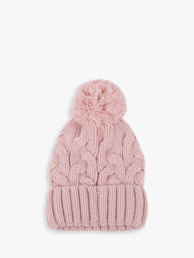 totes Cable Knit Bobble Hat, Pink