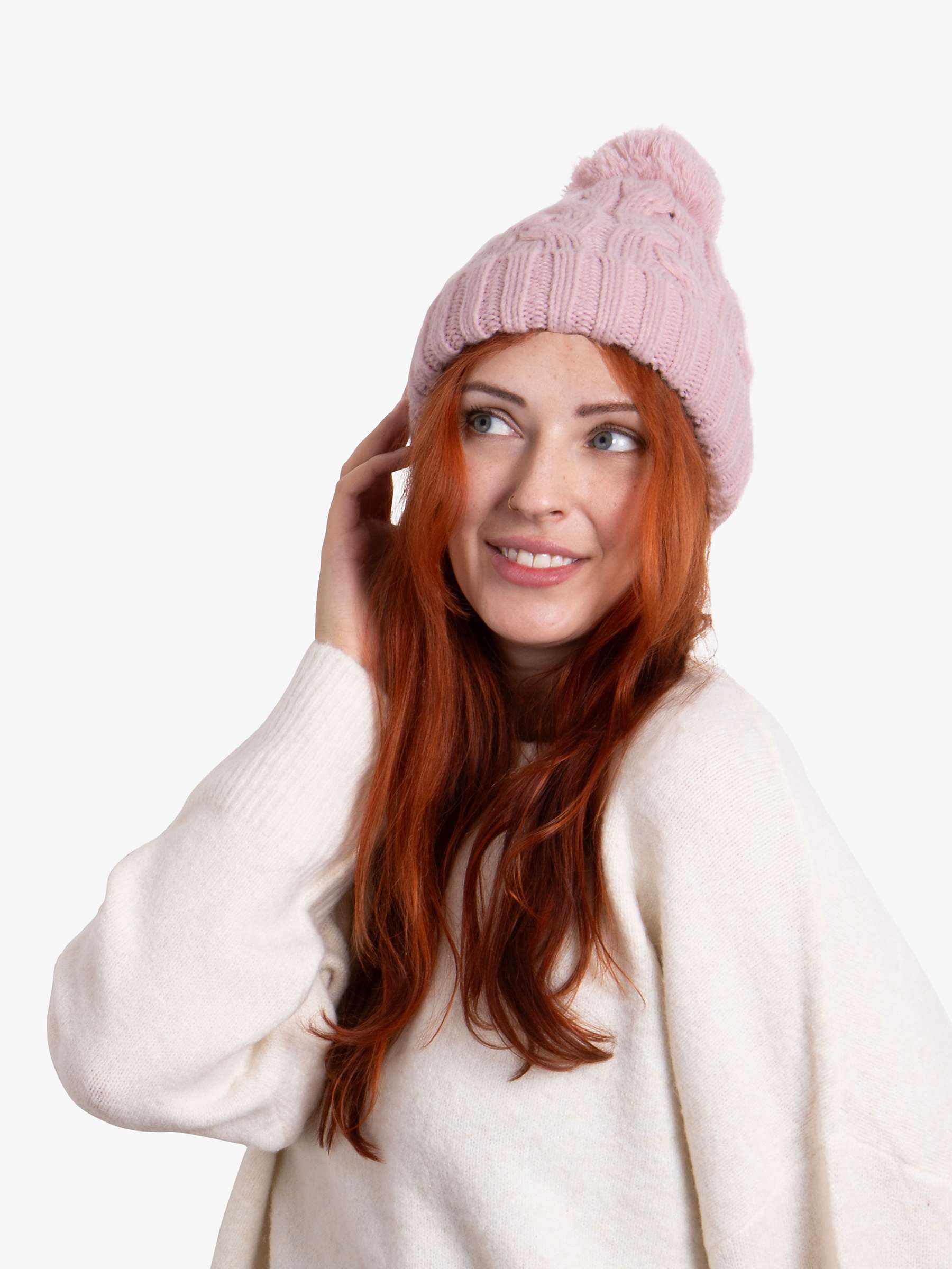 Buy totes Cable Knit Bobble Hat, Pink Online at johnlewis.com