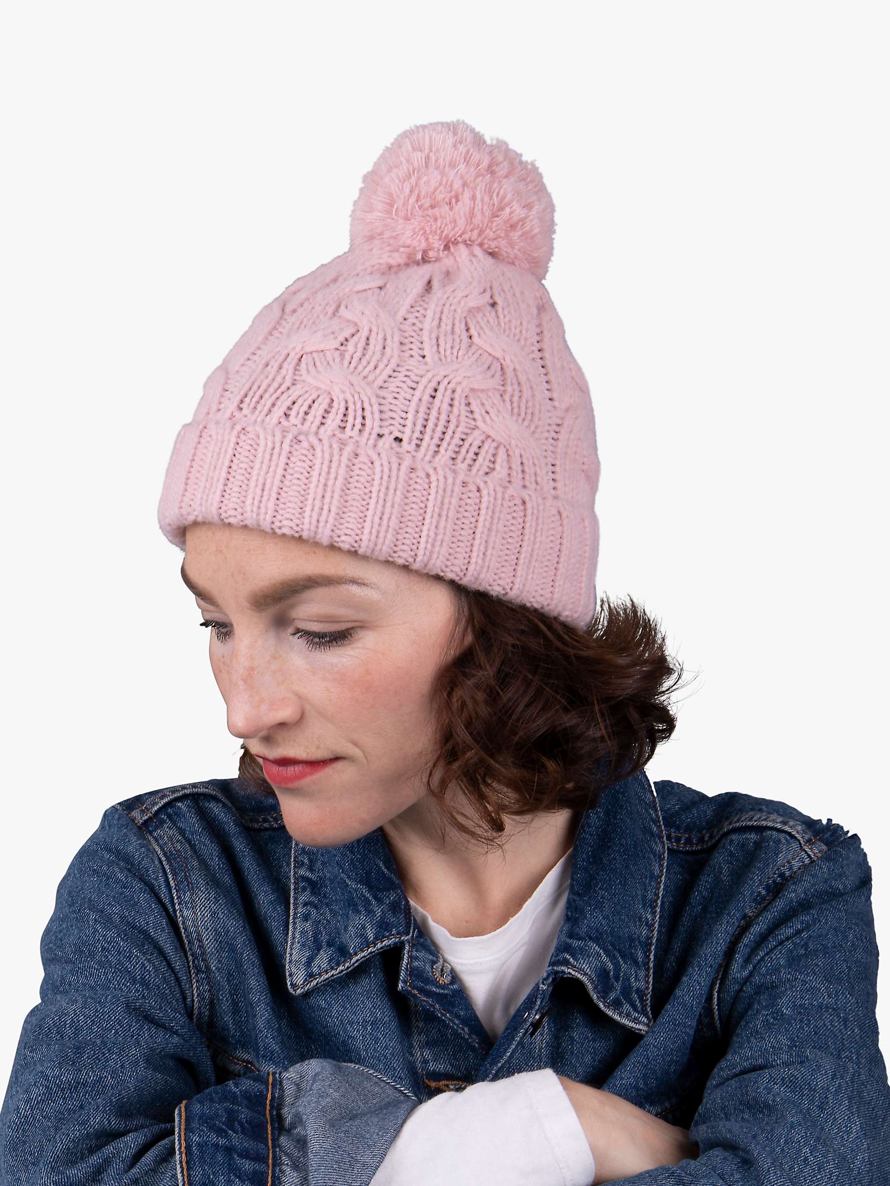 Buy totes Cable Knit Bobble Hat, Pink Online at johnlewis.com