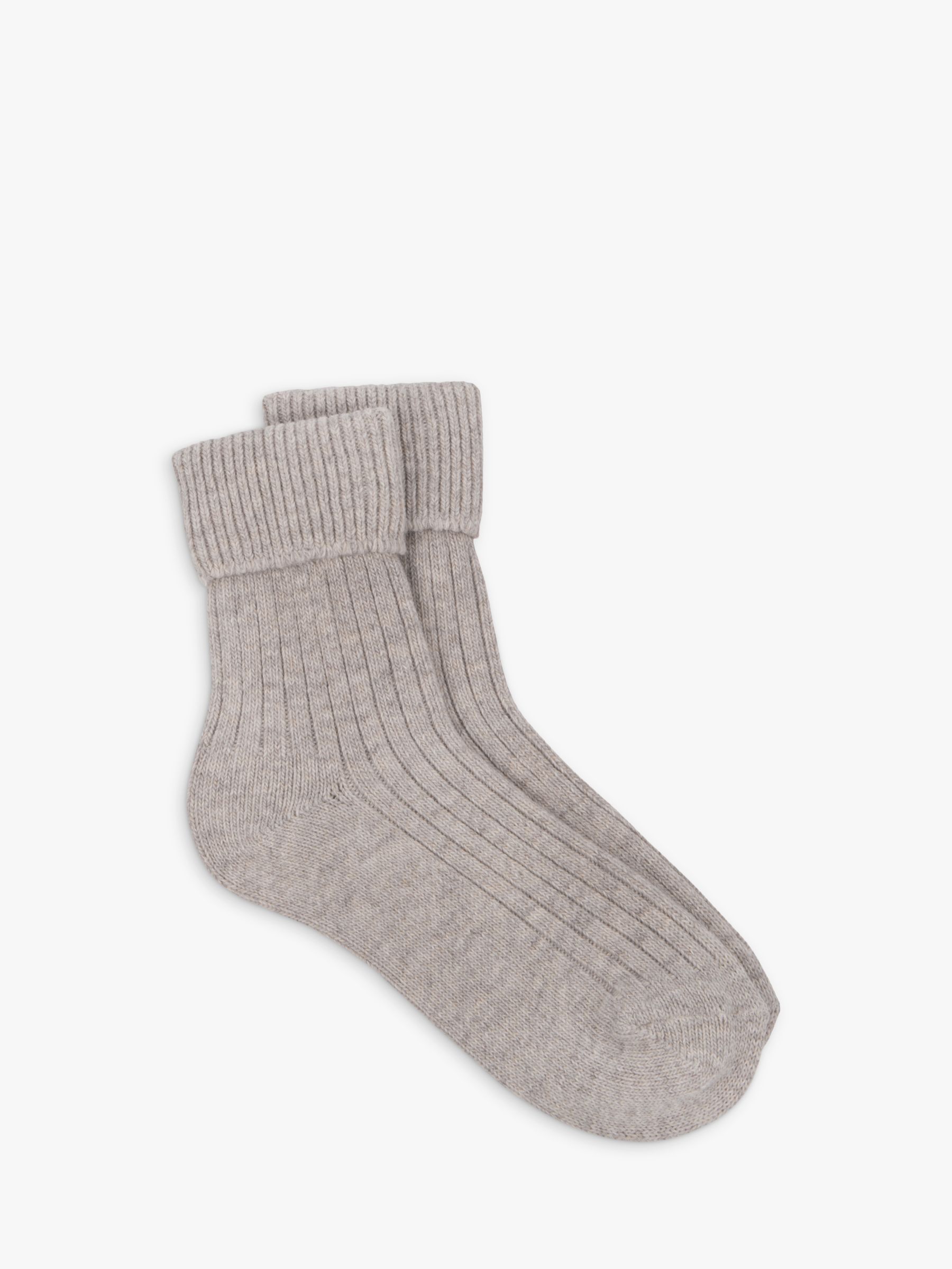 totes Wool and Cashmere Blend Ribbed Ankle Socks, Mink at John Lewis ...