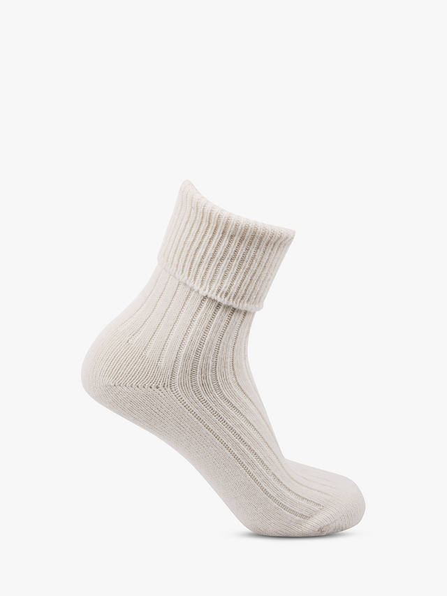 totes Wool and Cashmere Blend Ribbed Ankle Socks, Oat