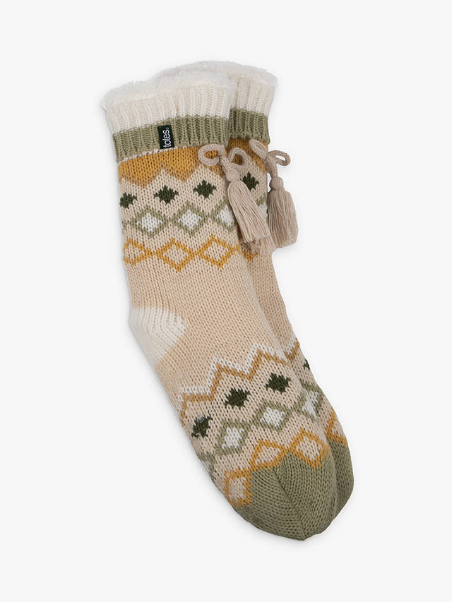 totes Fair Isle Slipper Socks, Ochre at John Lewis & Partners