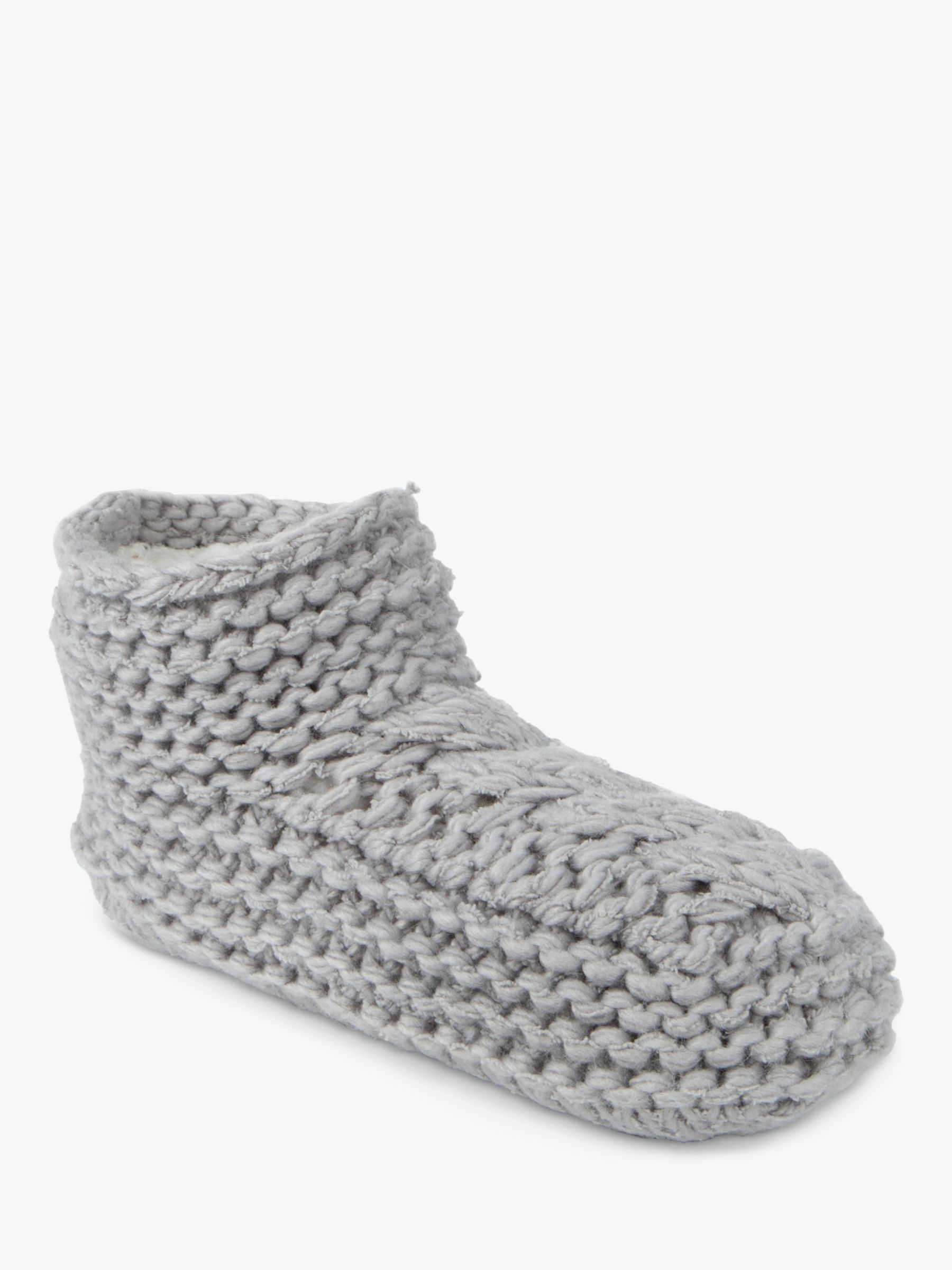 Buy totes Chunky Knit Bootie Style Slipper Socks, Grey Online at johnlewis.com