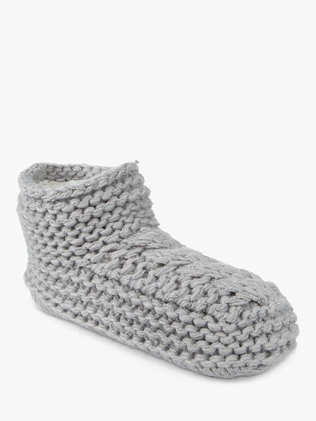 totes Chunky Knit Bootie Style Slipper Socks, Grey