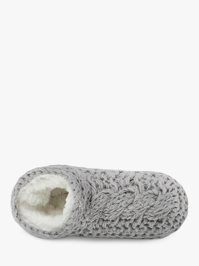 totes Chunky Knit Bootie Style Slipper Socks, Grey