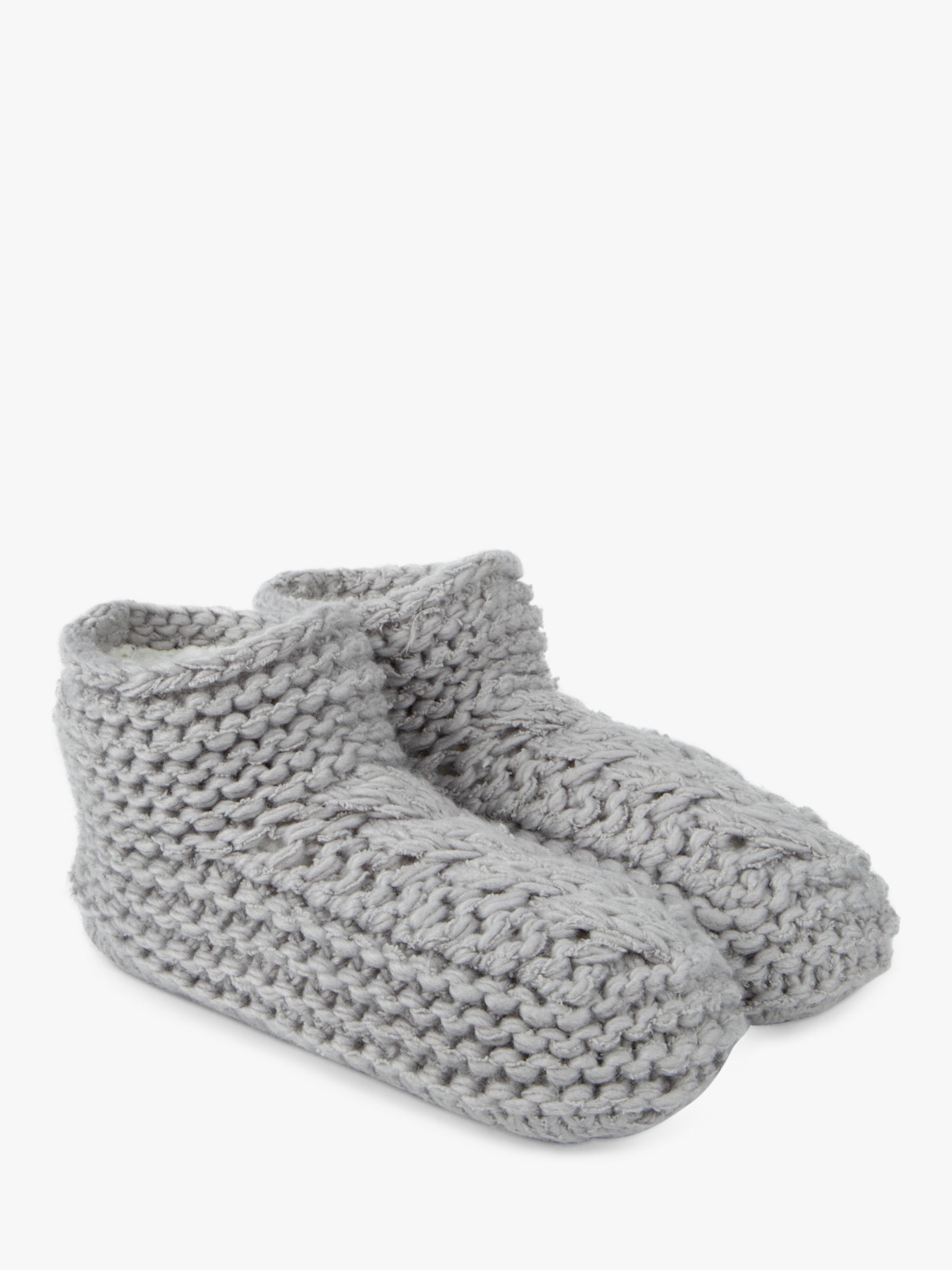 Buy totes Chunky Knit Bootie Style Slipper Socks, Grey Online at johnlewis.com