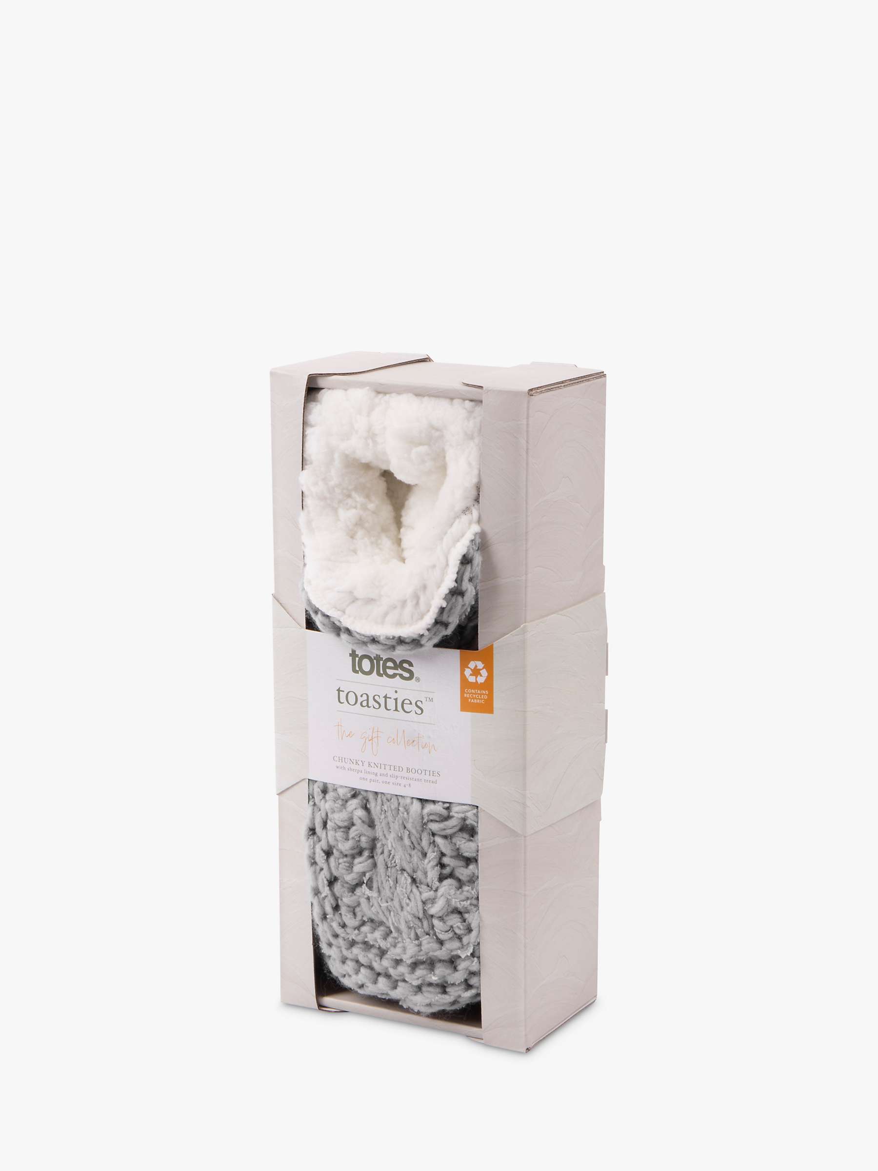 Buy totes Chunky Knit Bootie Style Slipper Socks, Grey Online at johnlewis.com