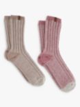 totes Chunky Wool Blend Boot Socks, Pack of 2, Blush/Oat