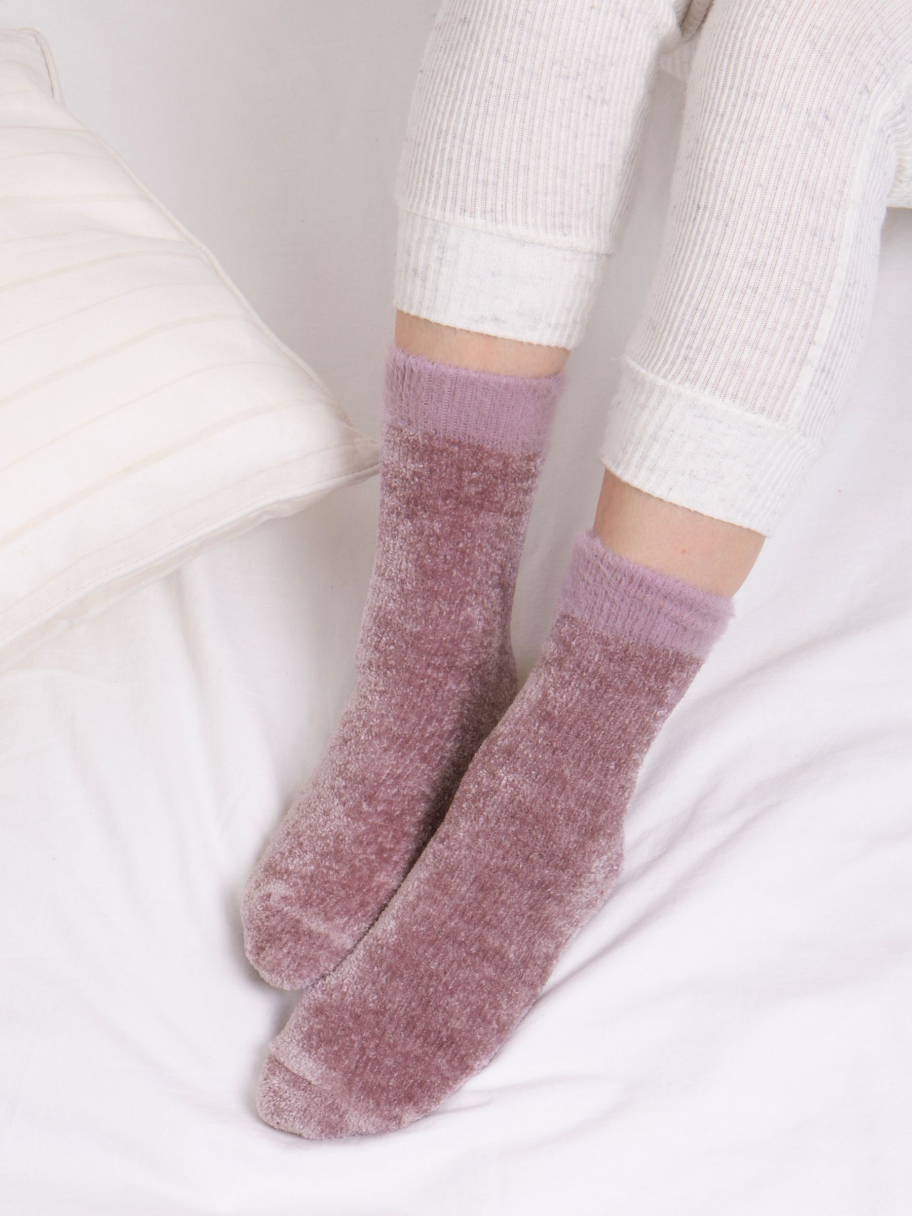 totes Chenille Supersoft Bed Socks, Pack of 2, Teal/Pink at John Lewis ...