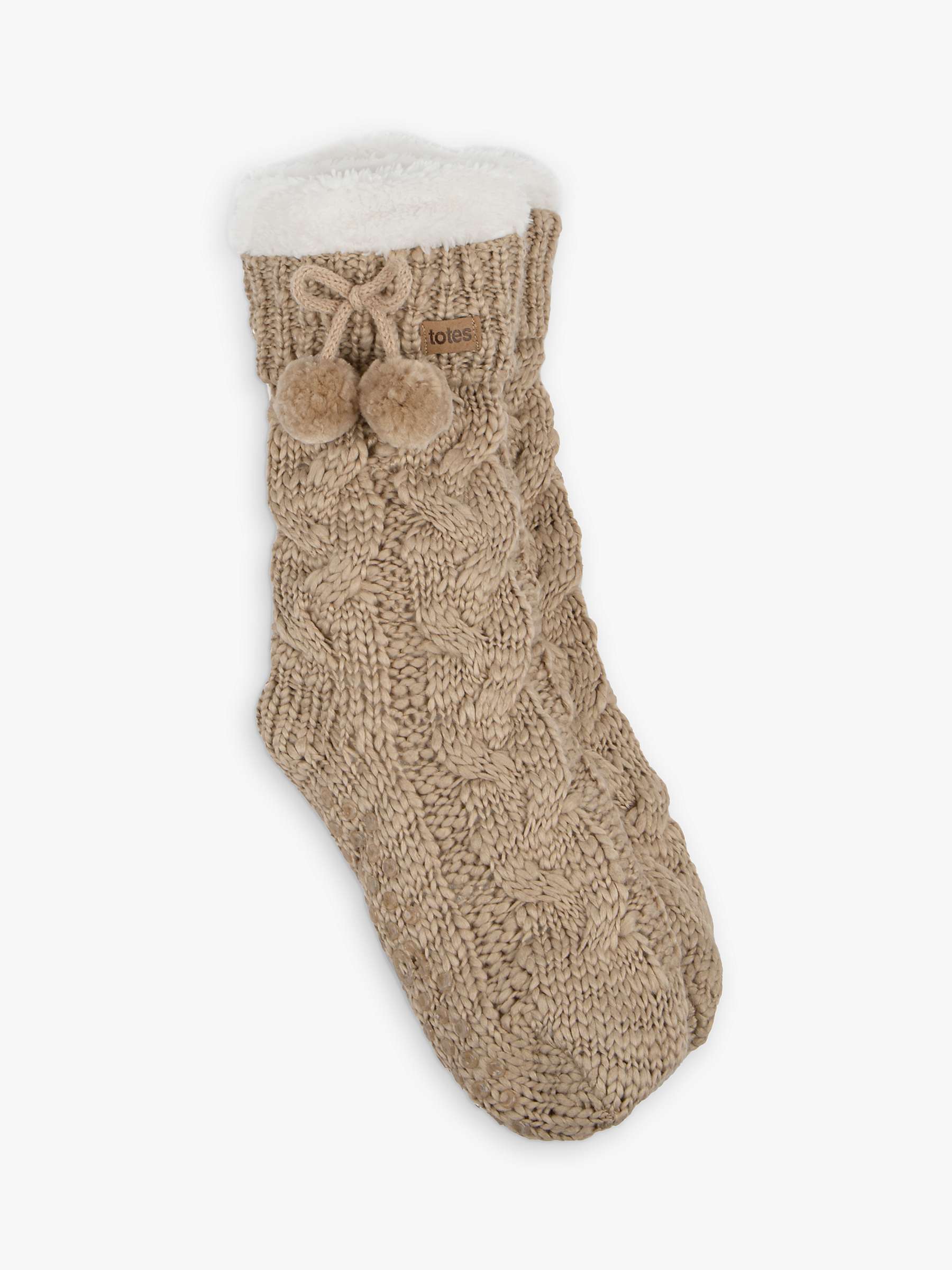 Buy totes Chunky Knitted Slipper Socks, Oat Online at johnlewis.com