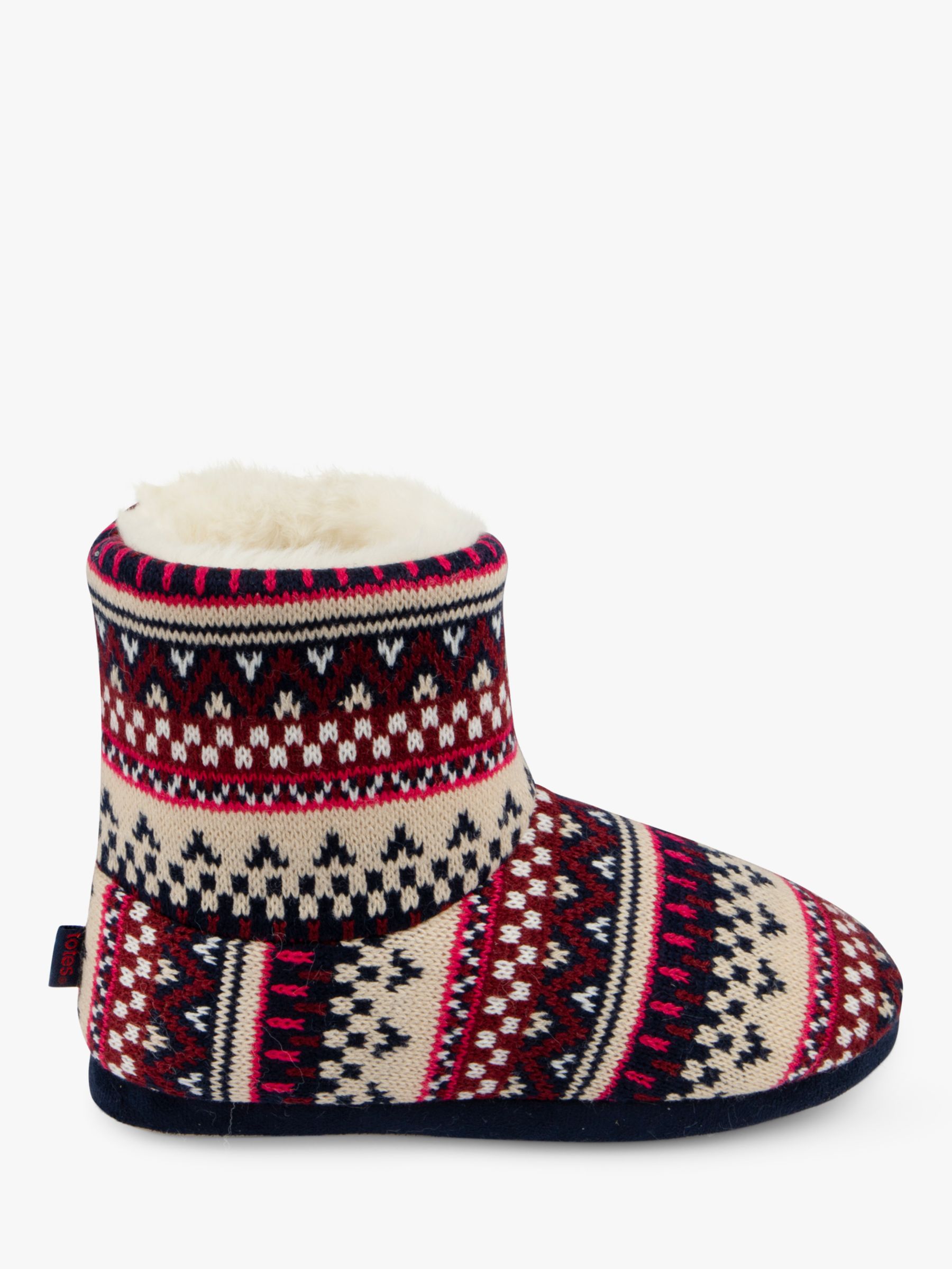 totes Knitted Fairisle Slipper Boots, Multi at John Lewis & Partners