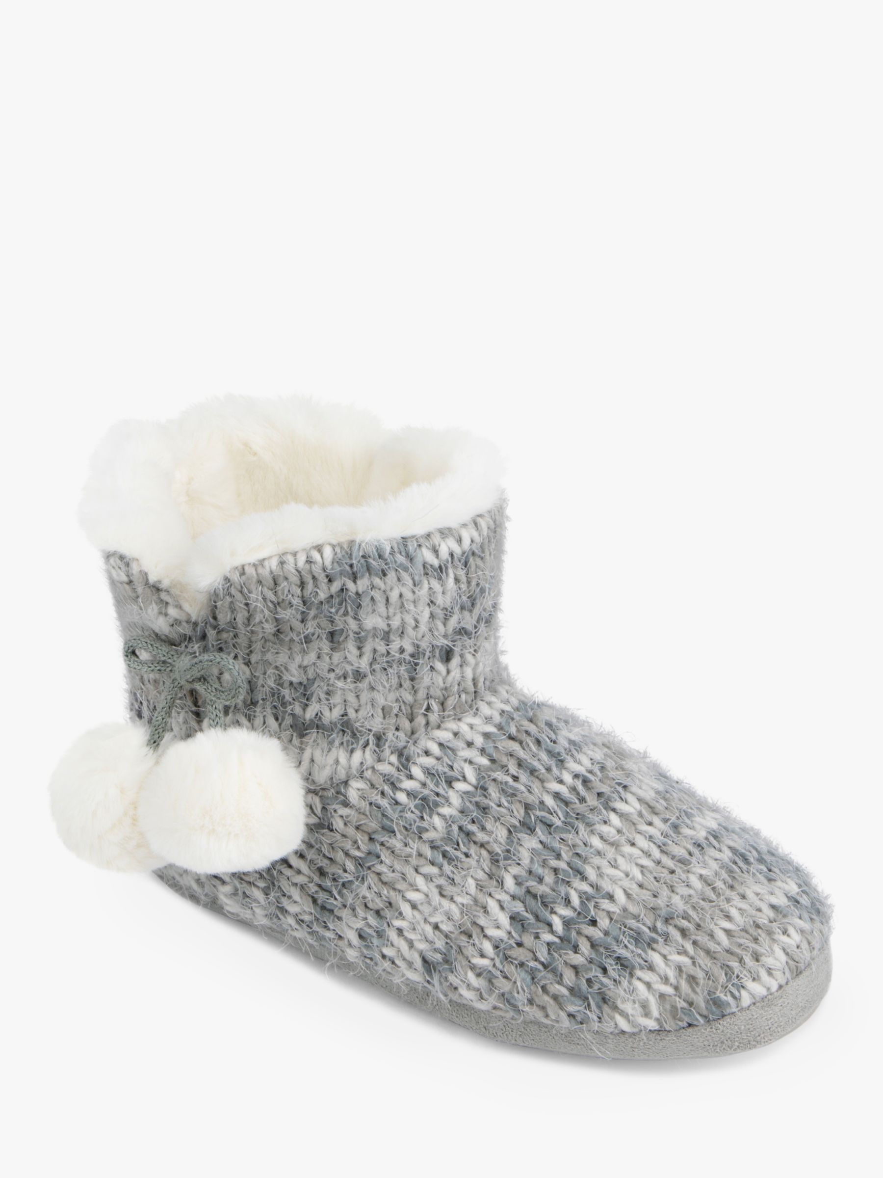 Buy totes Knitted Slipper Boots, Grey Online at johnlewis.com