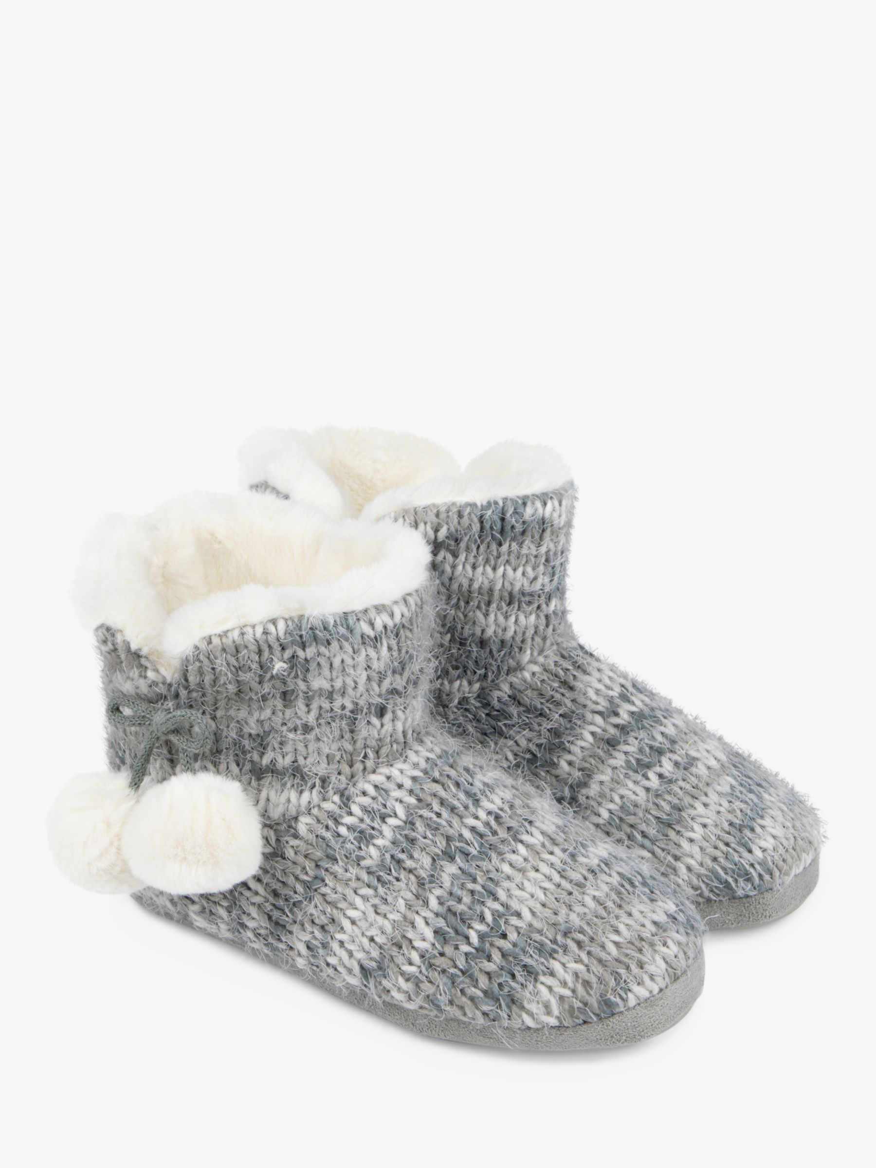 Buy totes Knitted Slipper Boots, Grey Online at johnlewis.com