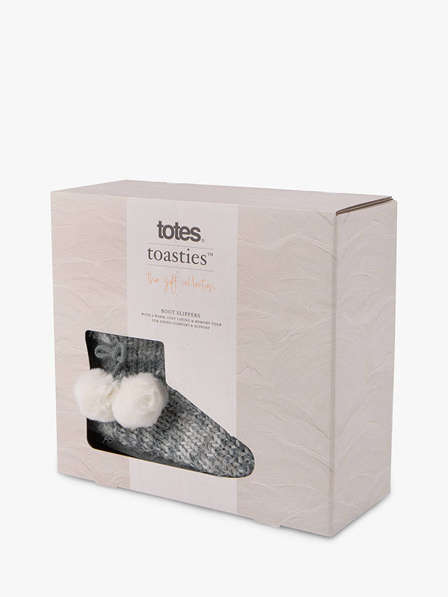 totes Knitted Slipper Boots, Grey
