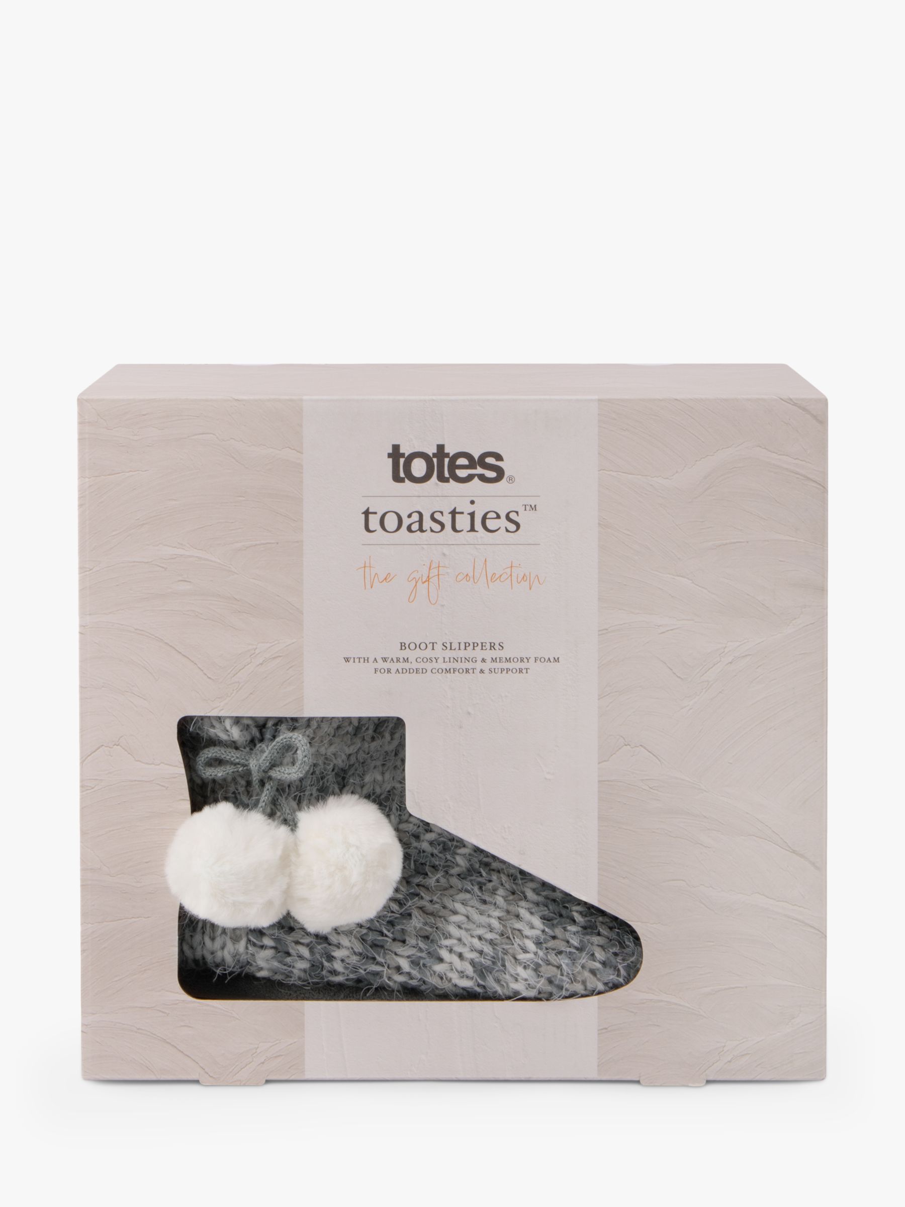 Buy totes Knitted Slipper Boots, Grey Online at johnlewis.com