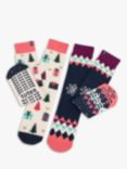 totes Festive Slipper Bed Socks, Pack of 2, Multi