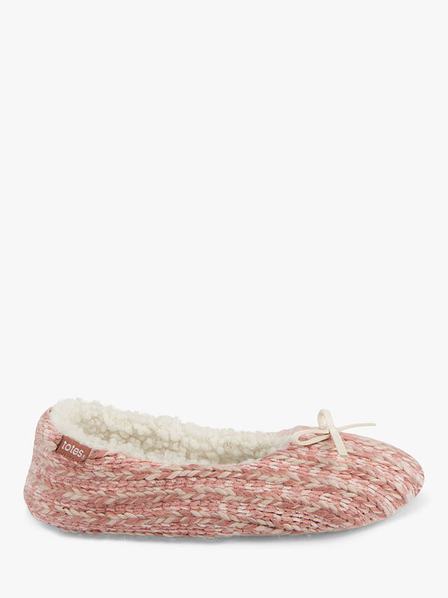 totes Knitted Ballet Slippers, Pink/Cream