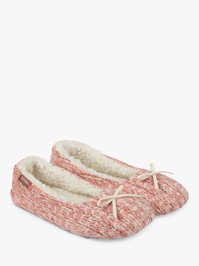totes Knitted Ballet Slippers, Pink/Cream