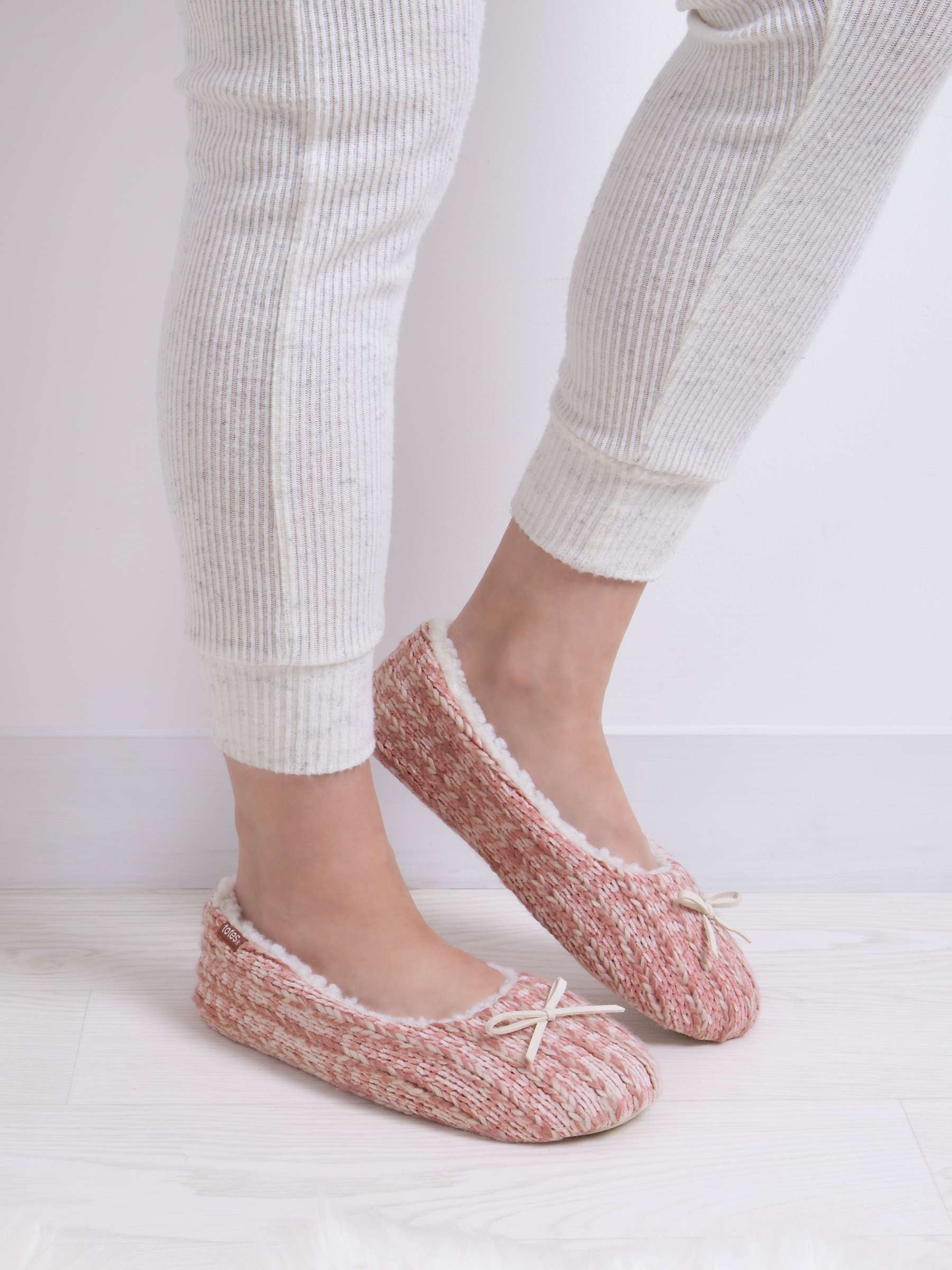 Buy totes Knitted Ballet Slippers, Pink/Cream Online at johnlewis.com