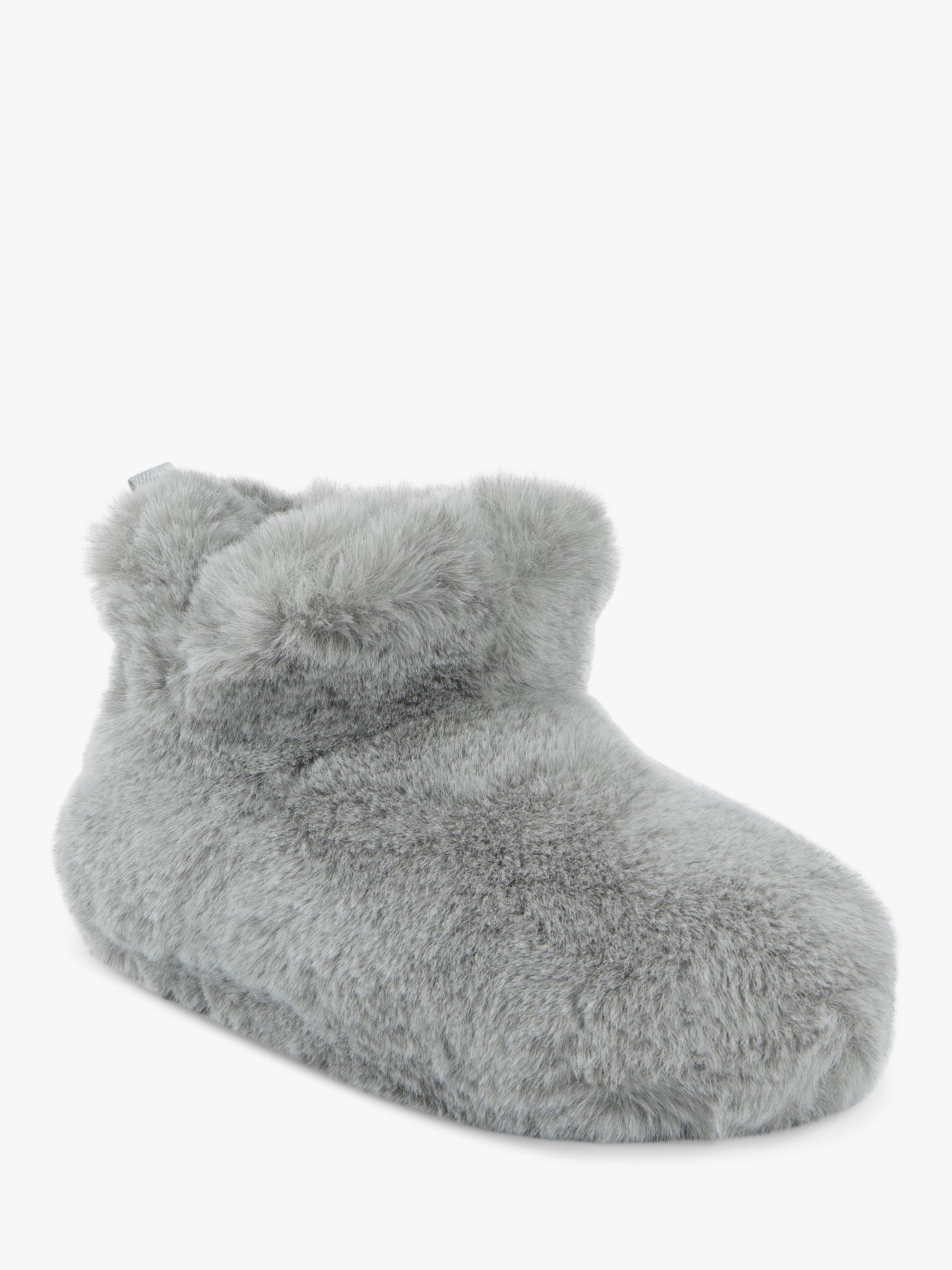 totes Faux Fur Bootie Style Slippers, Grey at John Lewis & Partners