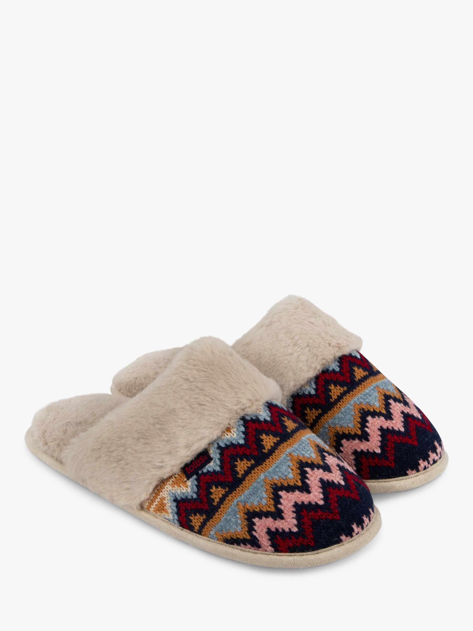 Totes Knitted Fair Isle Slippers
