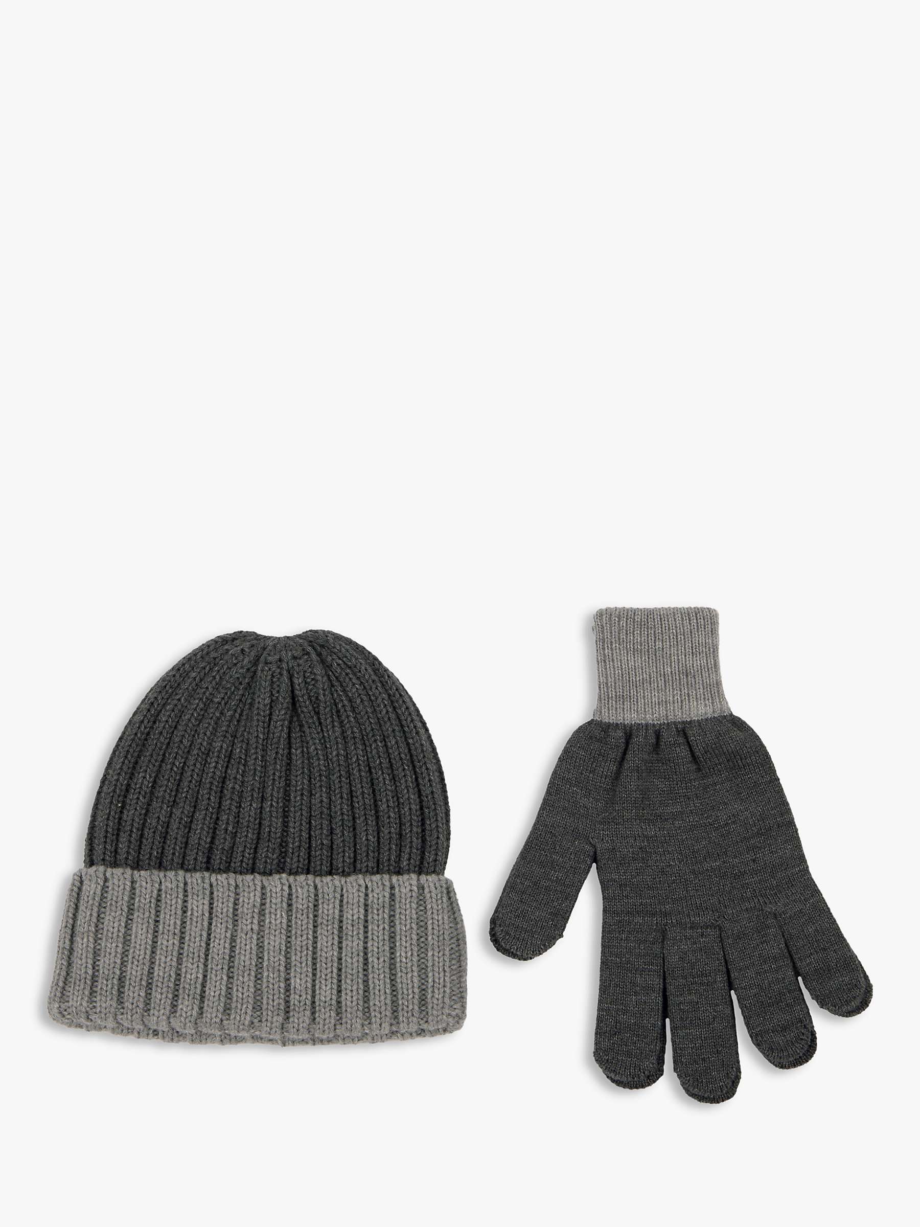 Buy totes Chunky Knitted Hat and Gloves Set, Charcoal Online at johnlewis.com