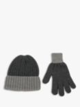 totes Chunky Knitted Hat and Gloves Set, Charcoal