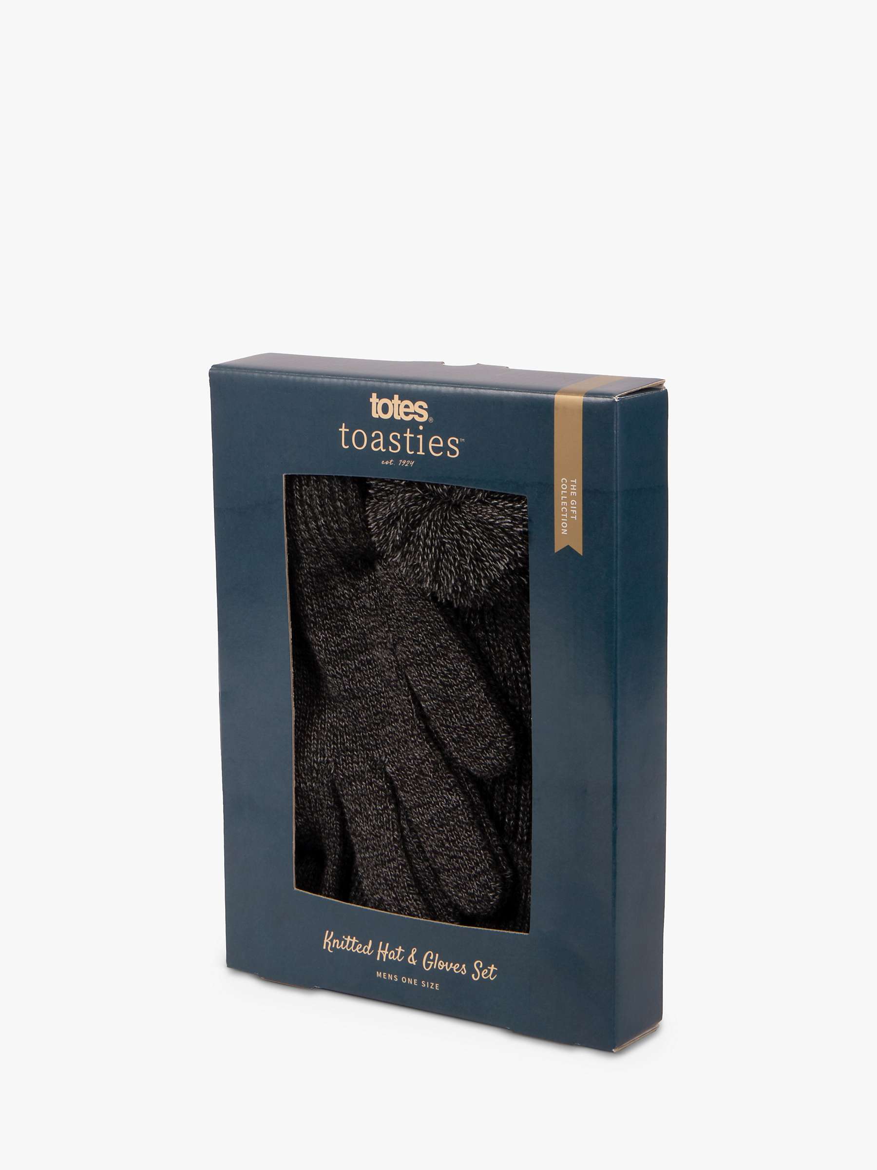 Buy totes Classic Knitted Bobble Hat and Gloves Set, Black/Grey Online at johnlewis.com