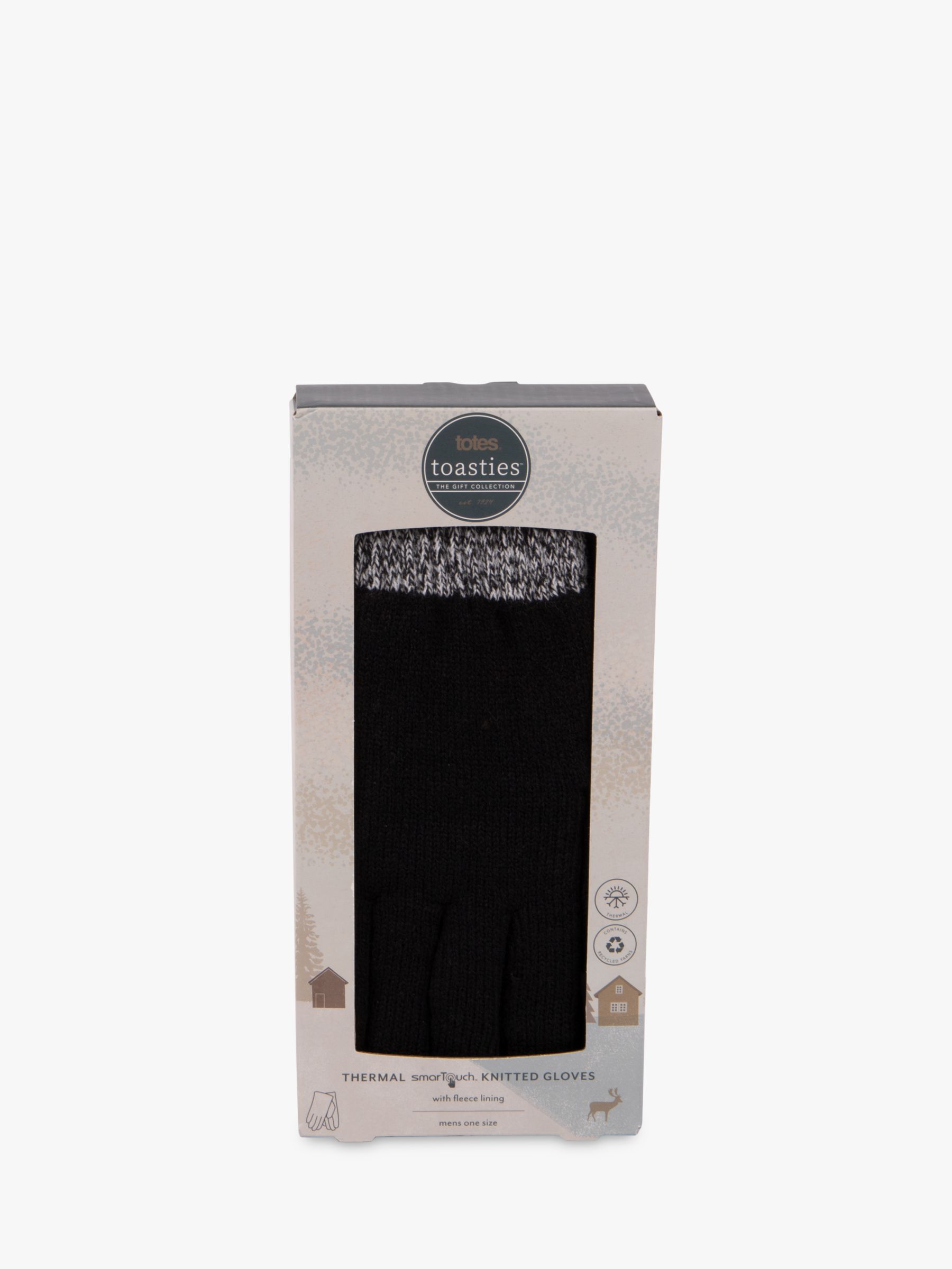totes Thermal Stretch Knitted Smartouch Gloves, Black at John Lewis ...