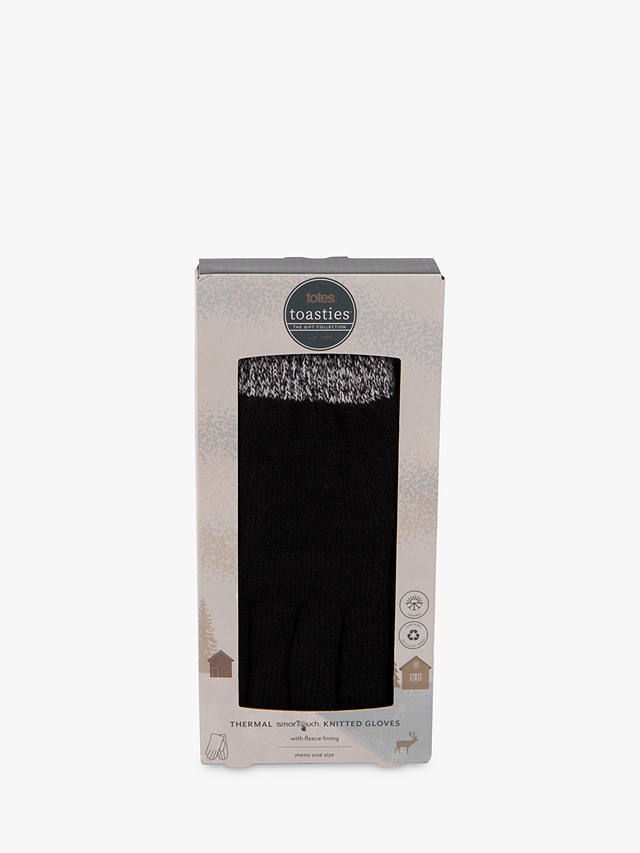 totes Thermal Stretch Knitted Smartouch Gloves, Black