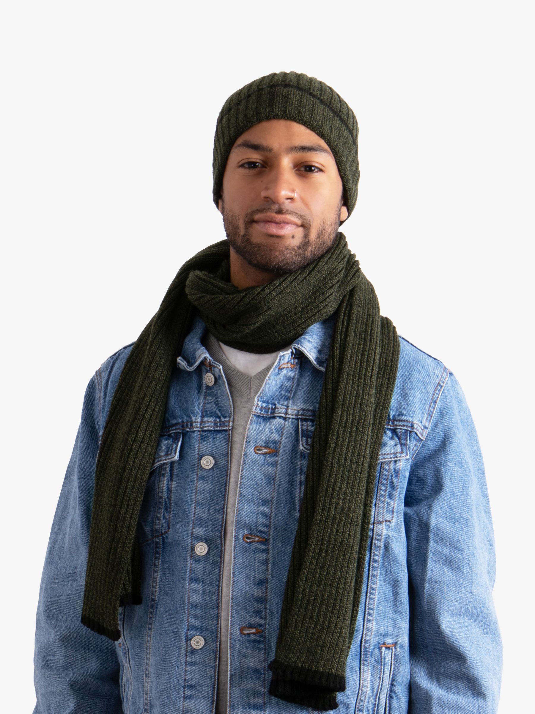 Buy totes Knitted Beanie Hat and Scarf Set, Khaki Online at johnlewis.com