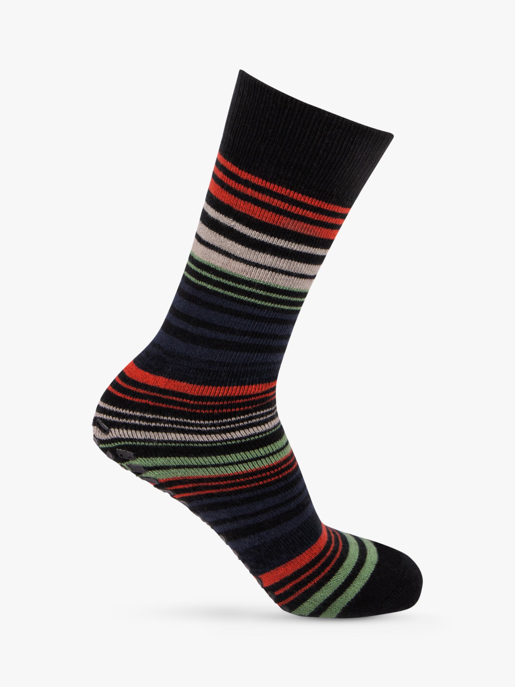 Buy totes toasties Original Stripe Slipper Socks, Pack of 2, Black/Multi Online at johnlewis.com